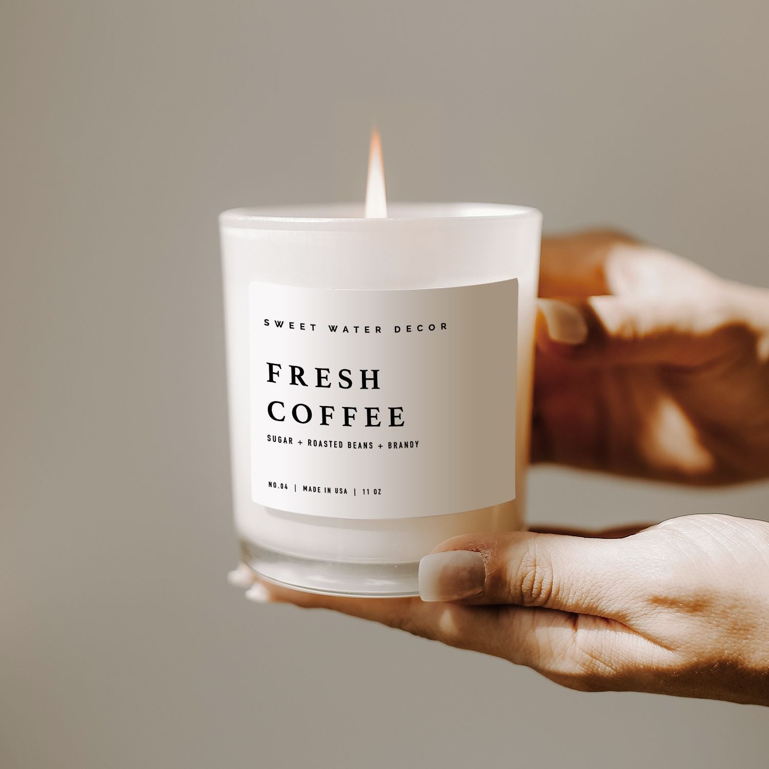 Fresh Coffee Soy Candle - White Jar - 11 oz - Bexa Boutique