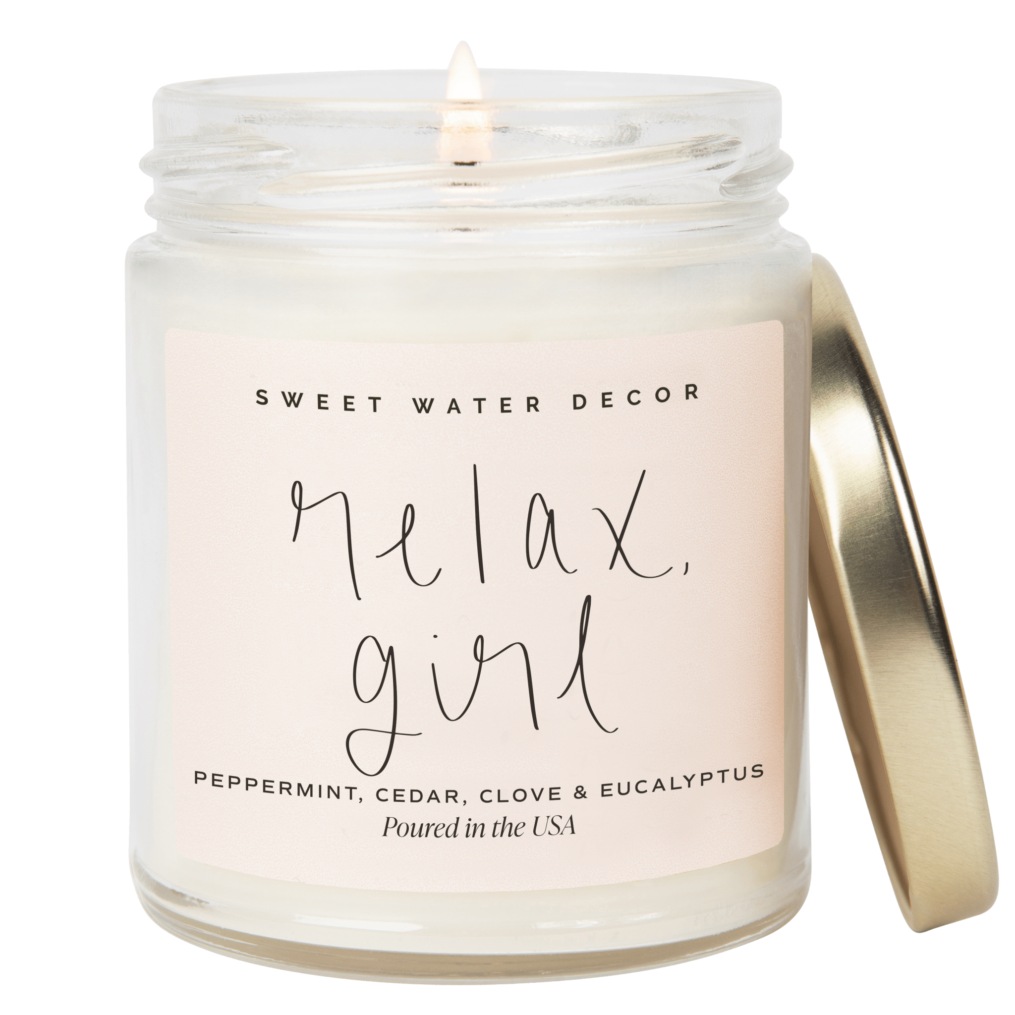 Relax, Girl Soy Candle - Clear Jar - 9 oz (Relaxation) - Bexa Boutique