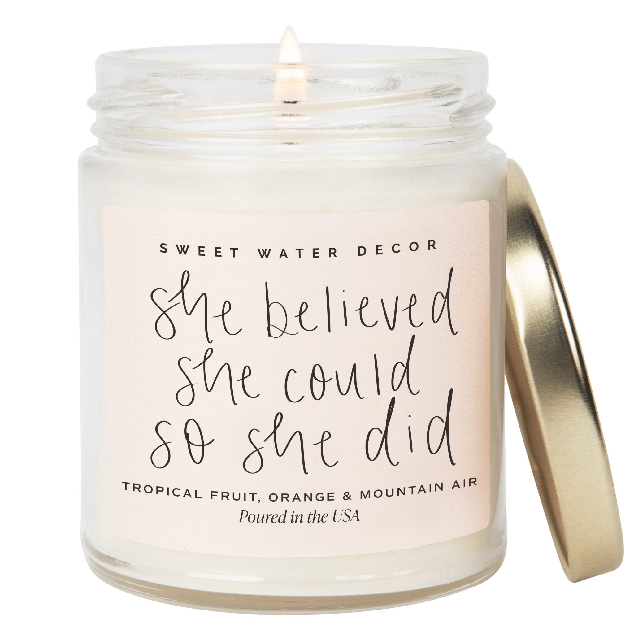 She Believed She Could So She Did Soy Candle - Clear Jar - 9 oz (Island Air) - Bexa Boutique