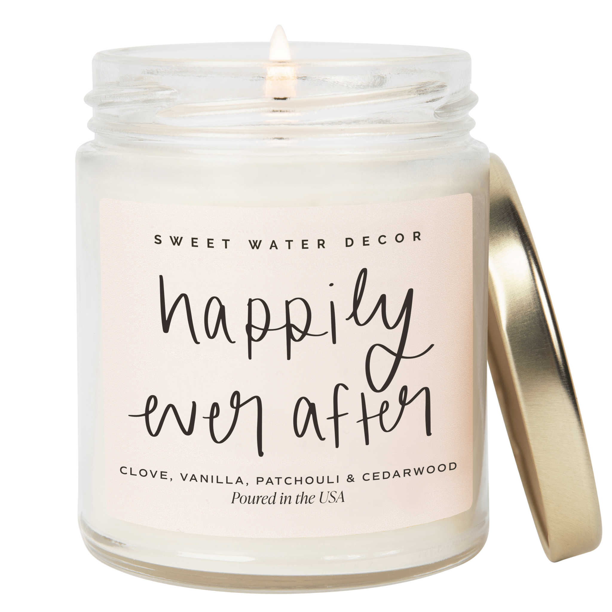 Happily Ever After Soy Candle - Clear Jar - 9 oz (Palo Santo Patchouli) - Bexa Boutique