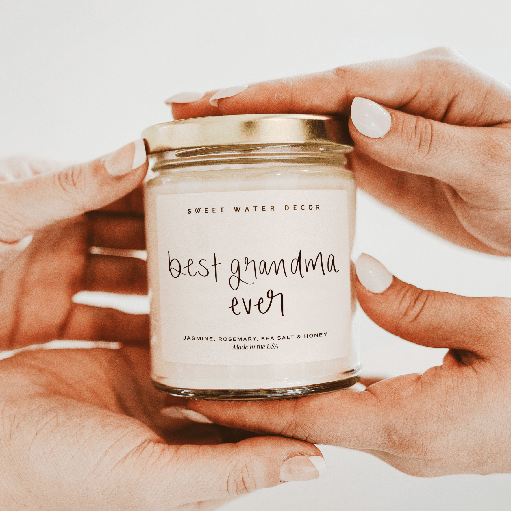 Best Grandma Ever Soy Candle - Clear Jar - 9 oz (Wildflowers and Salt) - Bexa Boutique