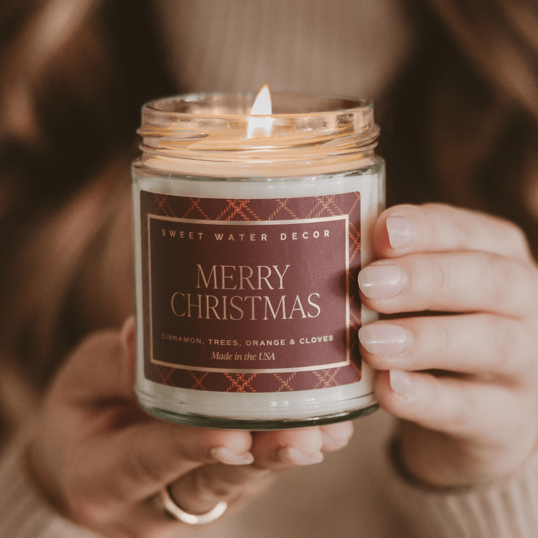 Merry Christmas Soy Candle - 9 oz Clear Jar (Christmas) - Bexa Boutique