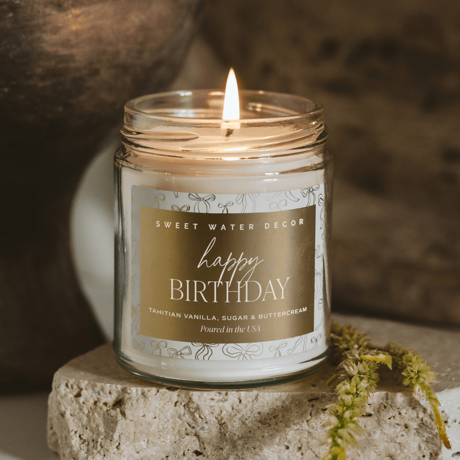Happy Birthday Soy Candle - Clear Patterned Jar - 9 oz - Bexa Boutique
