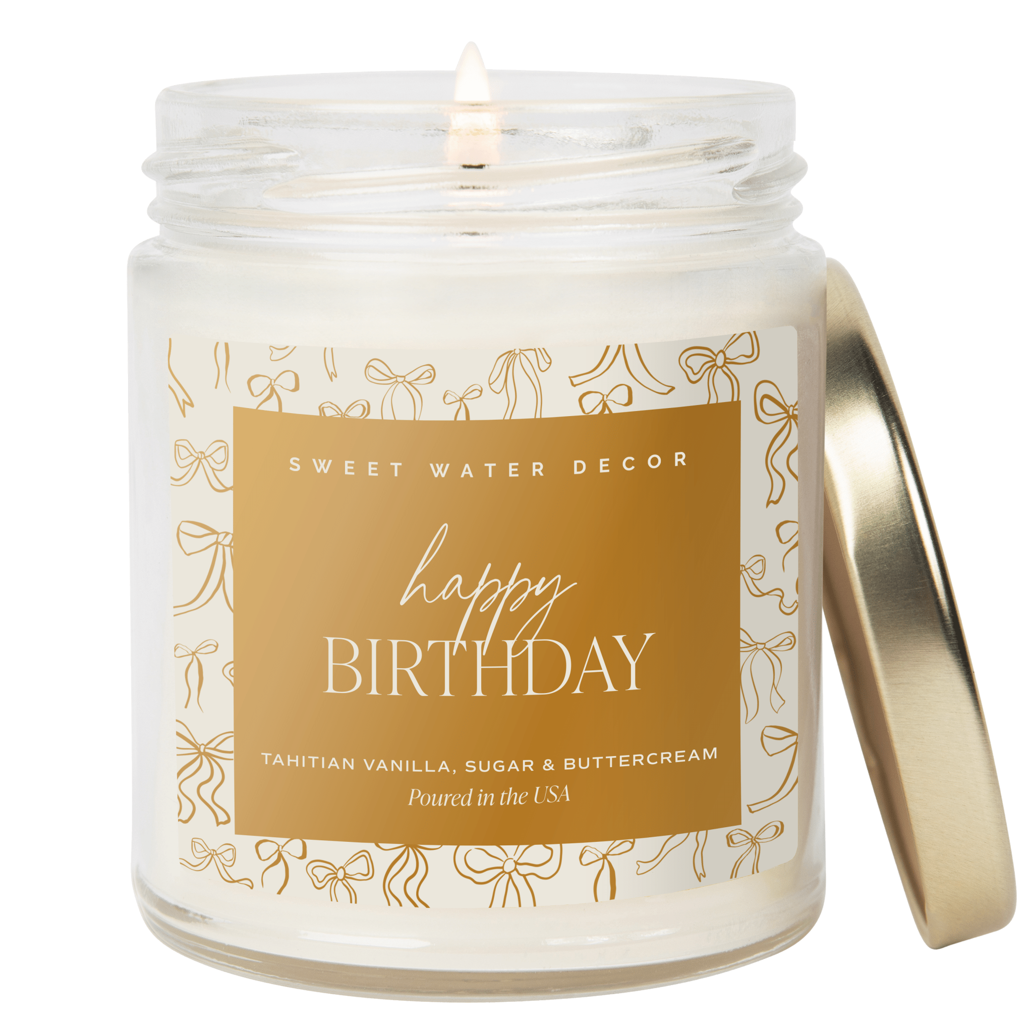 Happy Birthday Soy Candle - Clear Patterned Jar - 9 oz - Bexa Boutique