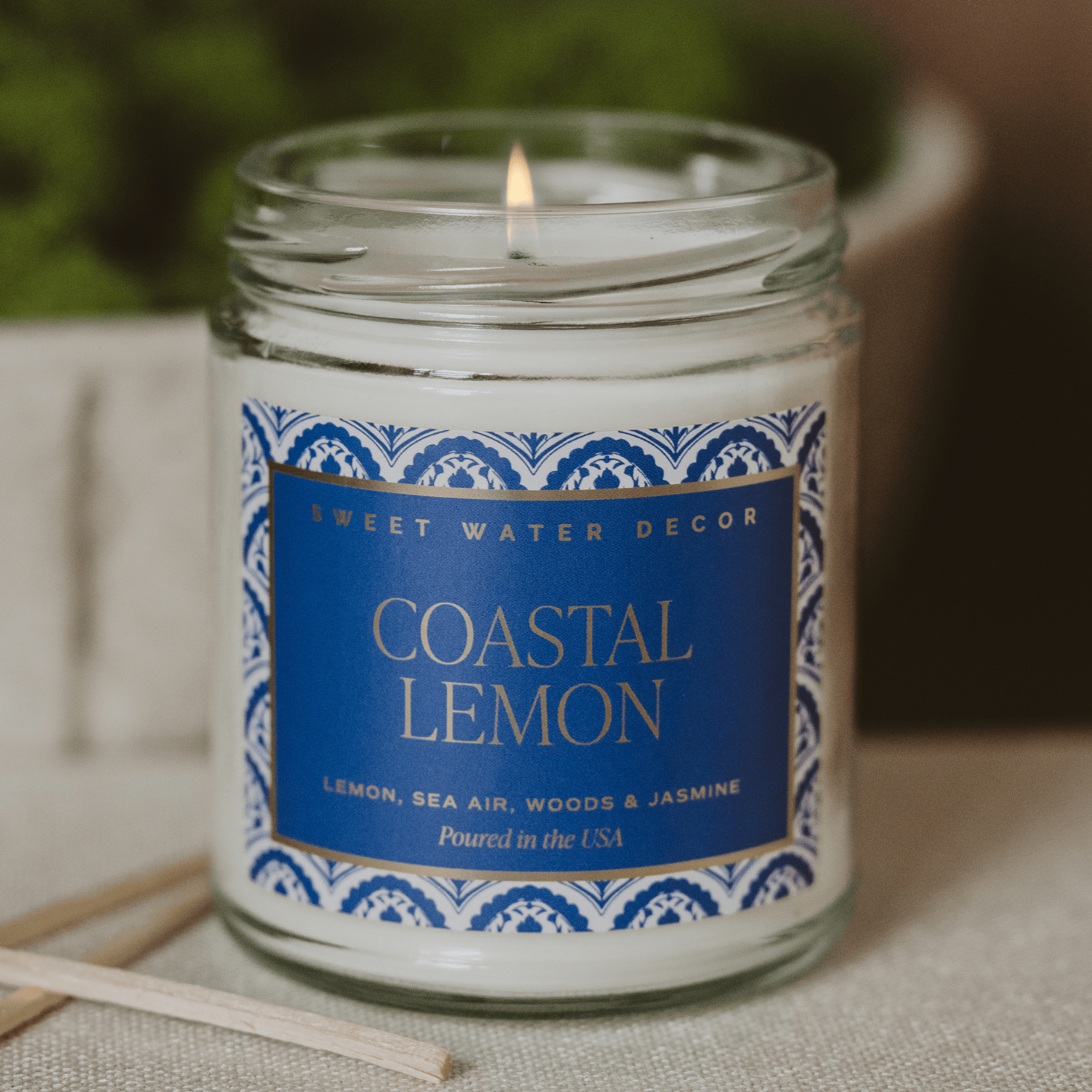Coastal Lemon Soy Candle - Clear Patterned Jar - 9 oz - Bexa Boutique