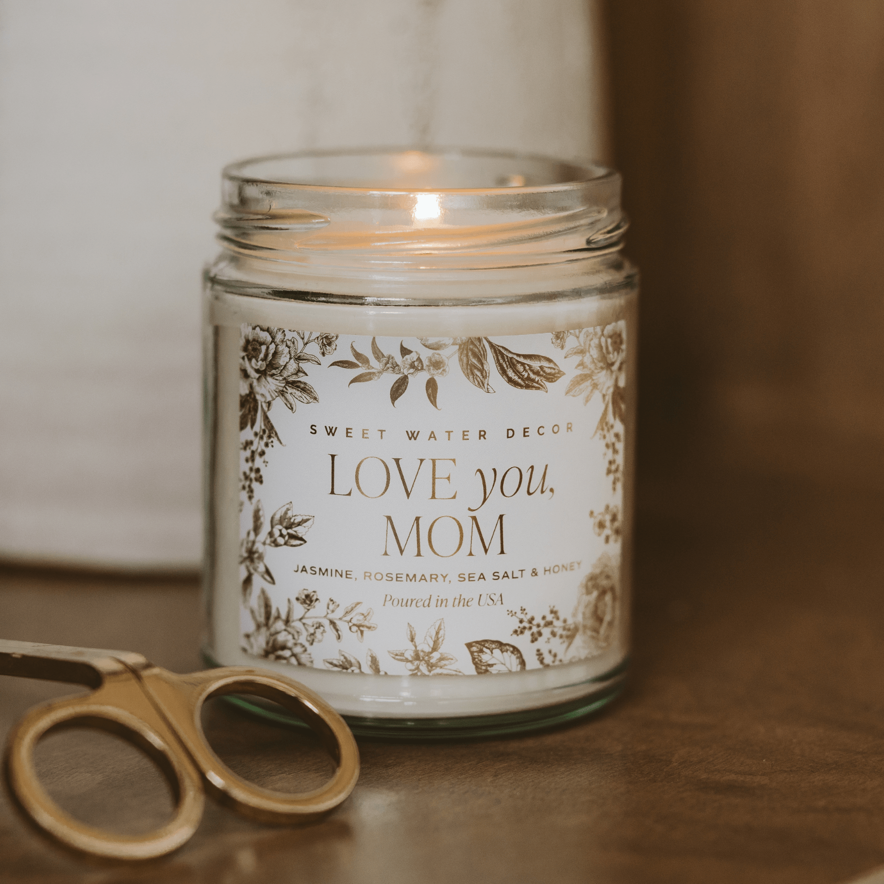 Love You, Mom Soy Candle - Clear Patterned Jar - 9 oz - Bexa Boutique
