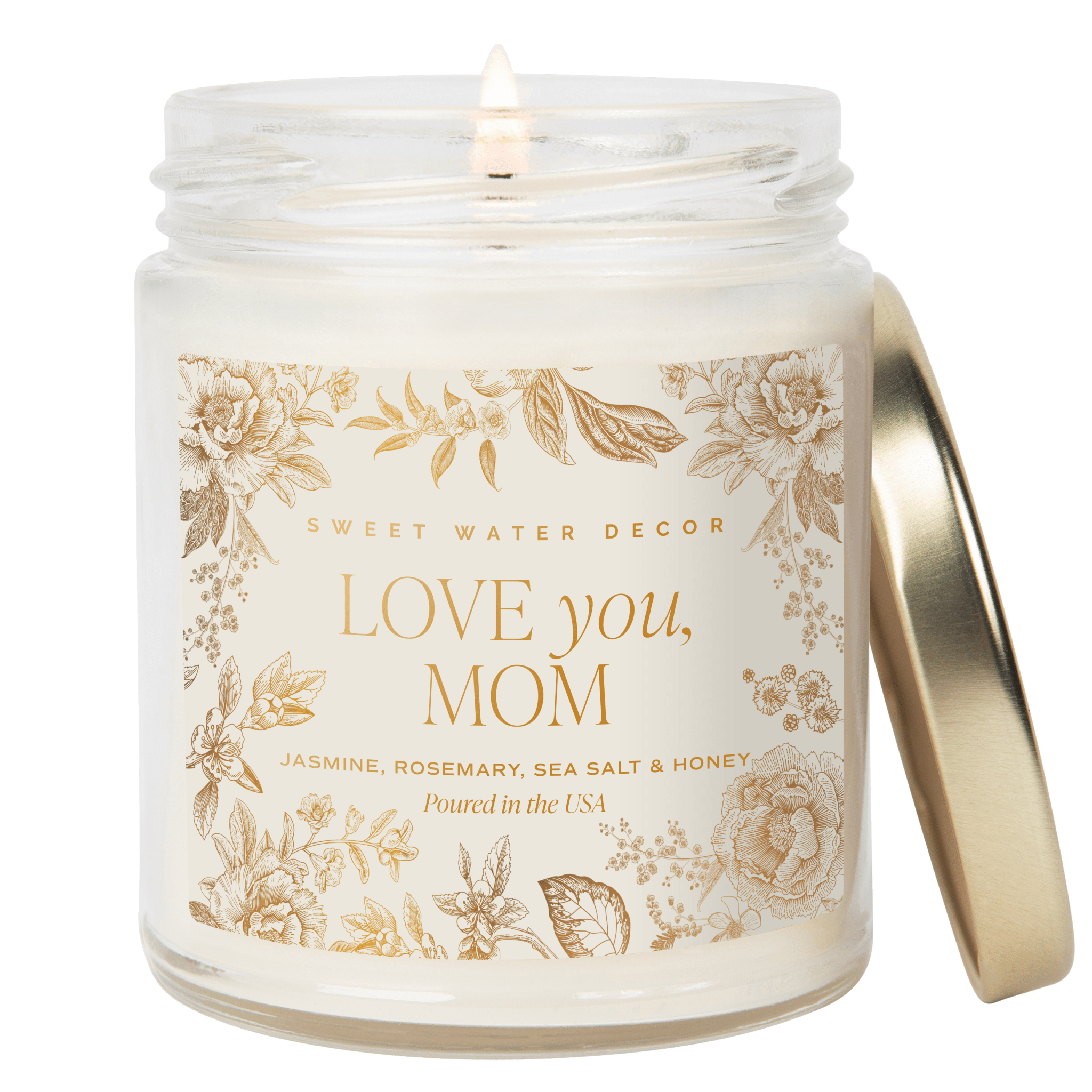 Love You, Mom Soy Candle - Clear Patterned Jar - 9 oz - Bexa Boutique