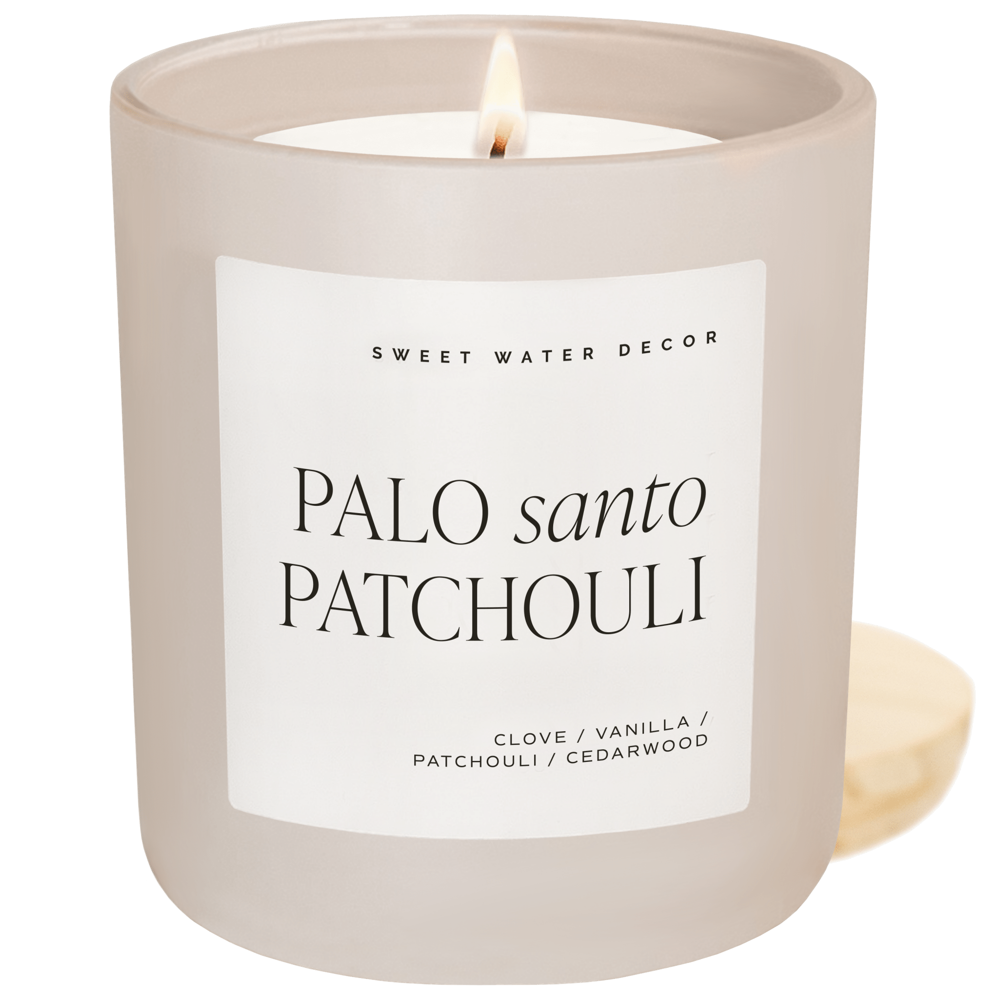 Palo Santo Patchouli Soy Candle - Tan Matte Jar - 15 oz - Bexa Boutique
