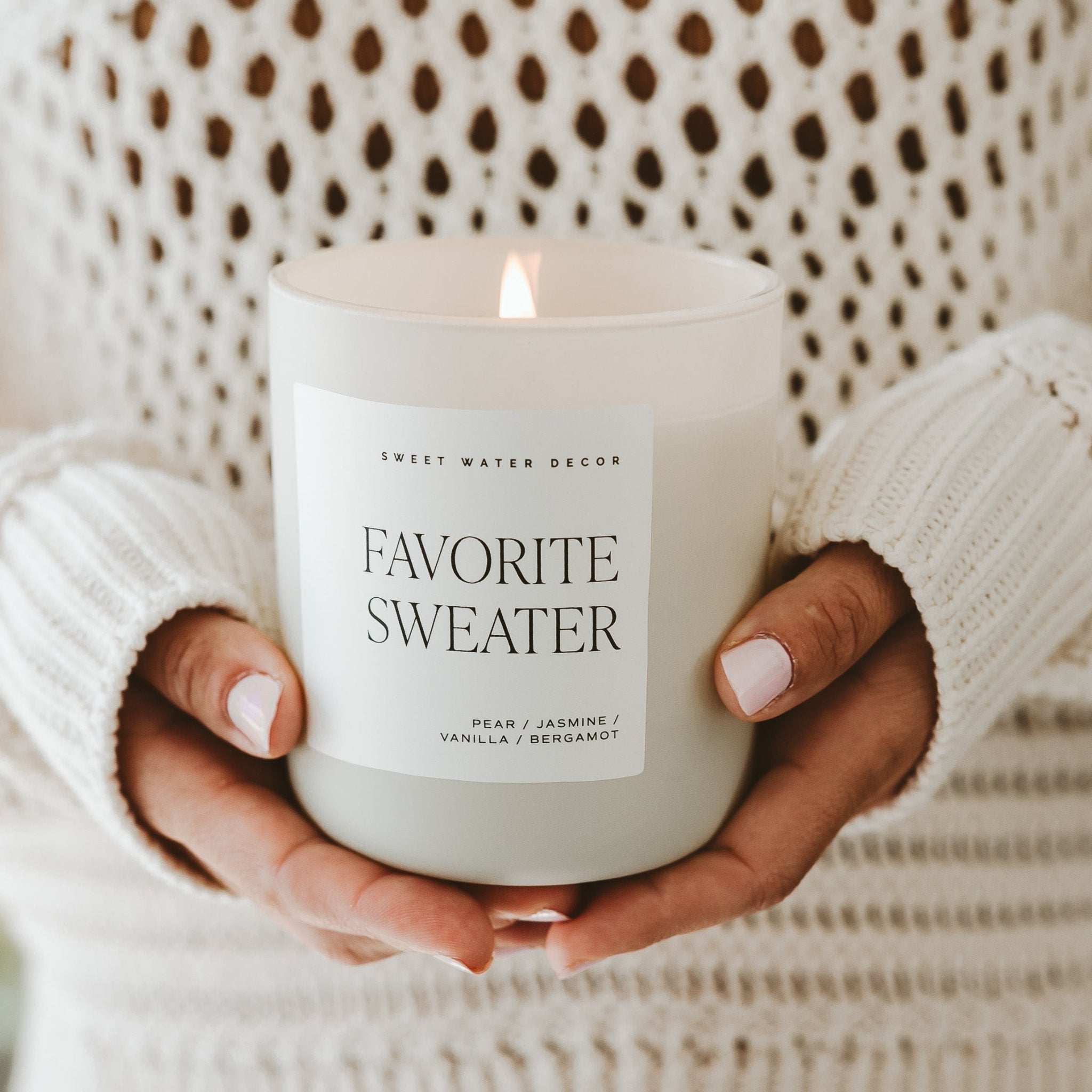 Favorite Sweater Soy Candle - Tan Matte Jar - 15 oz (Cashmere and Vanilla) - Bexa Boutique