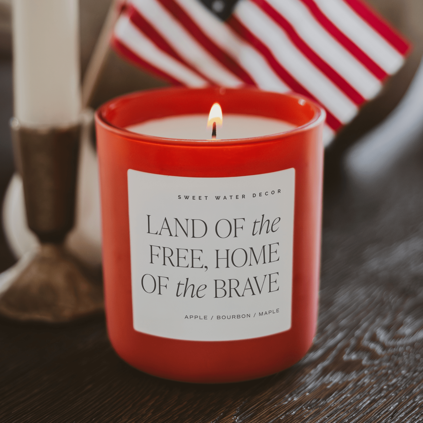 Land of the Free Home of the Brave Soy Candle - Red Matte Jar - 15 oz - Bexa Boutique