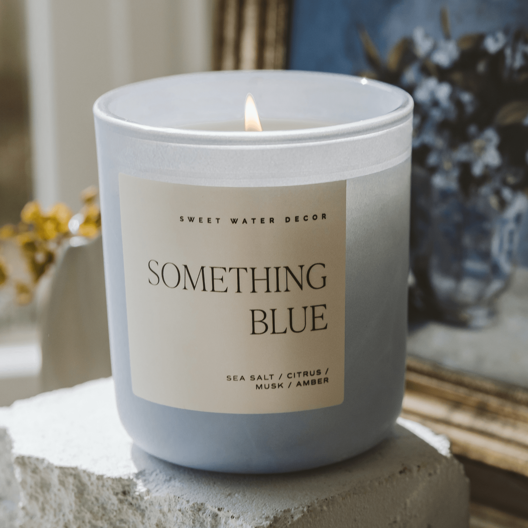 Something Blue Soy Candle - Blue Matte Jar - 15 oz (Salt and Sea) - Bexa Boutique