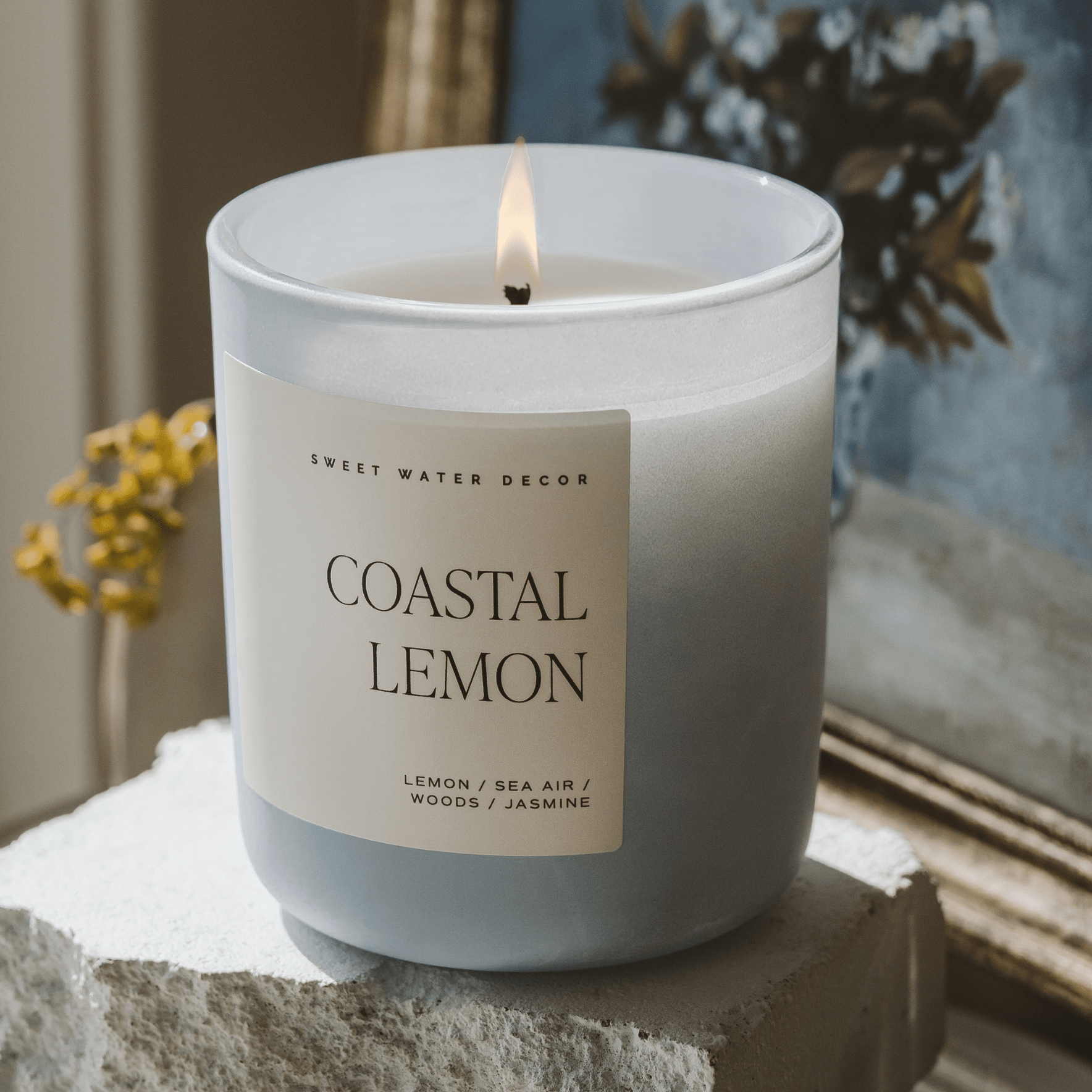 Coastal Lemon Soy Candle - Blue Matte Jar - 15 oz - Bexa Boutique