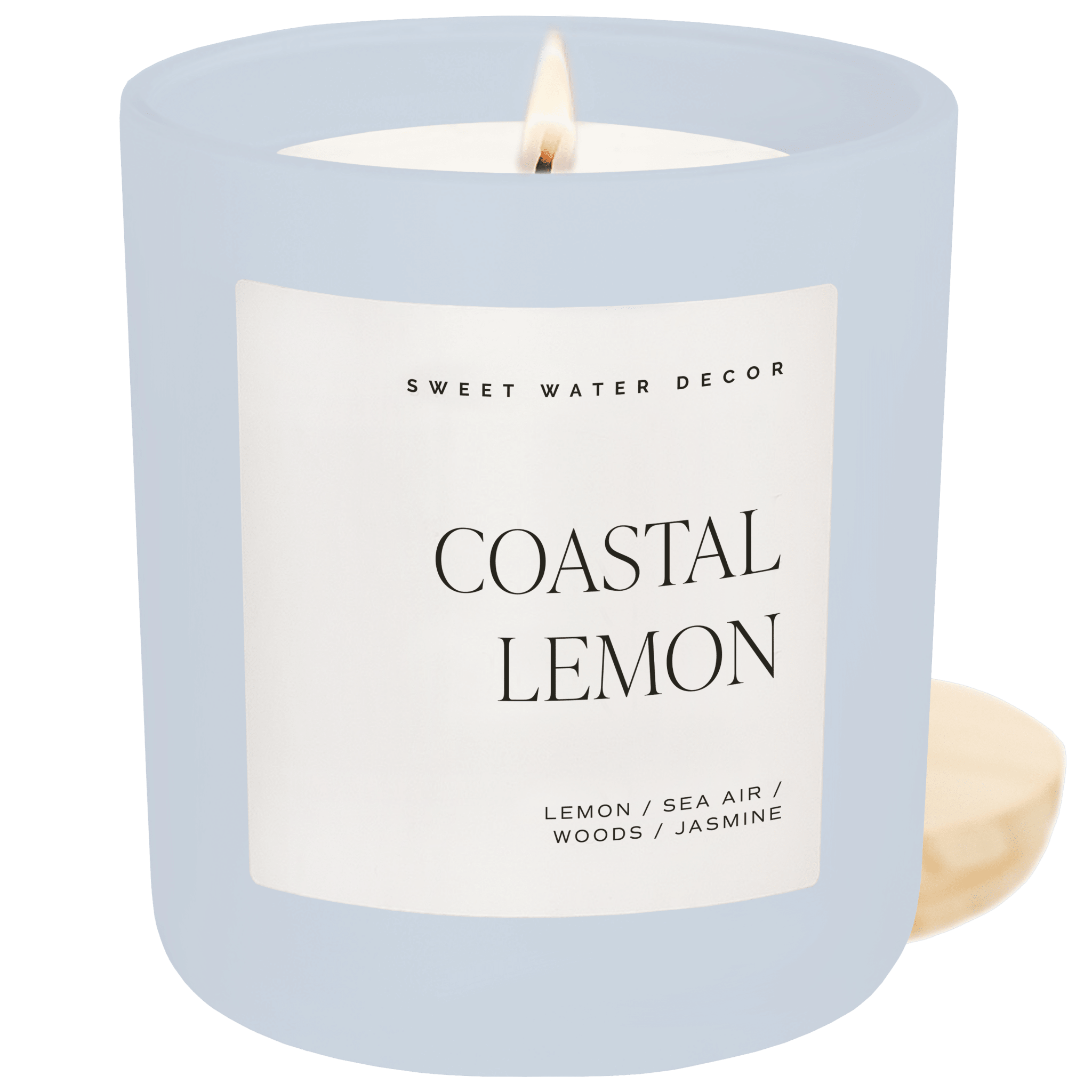 Coastal Lemon Soy Candle - Blue Matte Jar - 15 oz - Bexa Boutique
