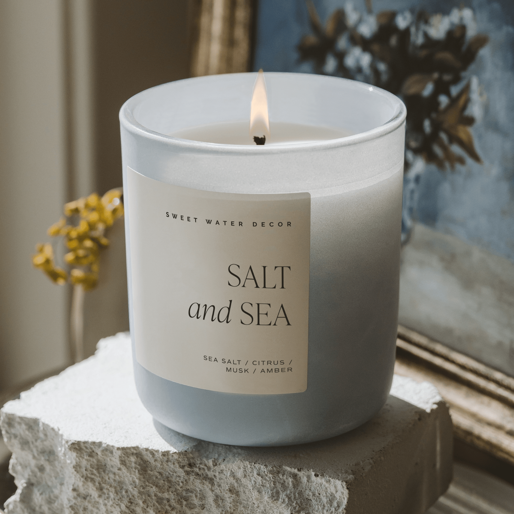 Salt and Sea Soy Candle - Blue Matte Jar - 15 oz - Bexa Boutique