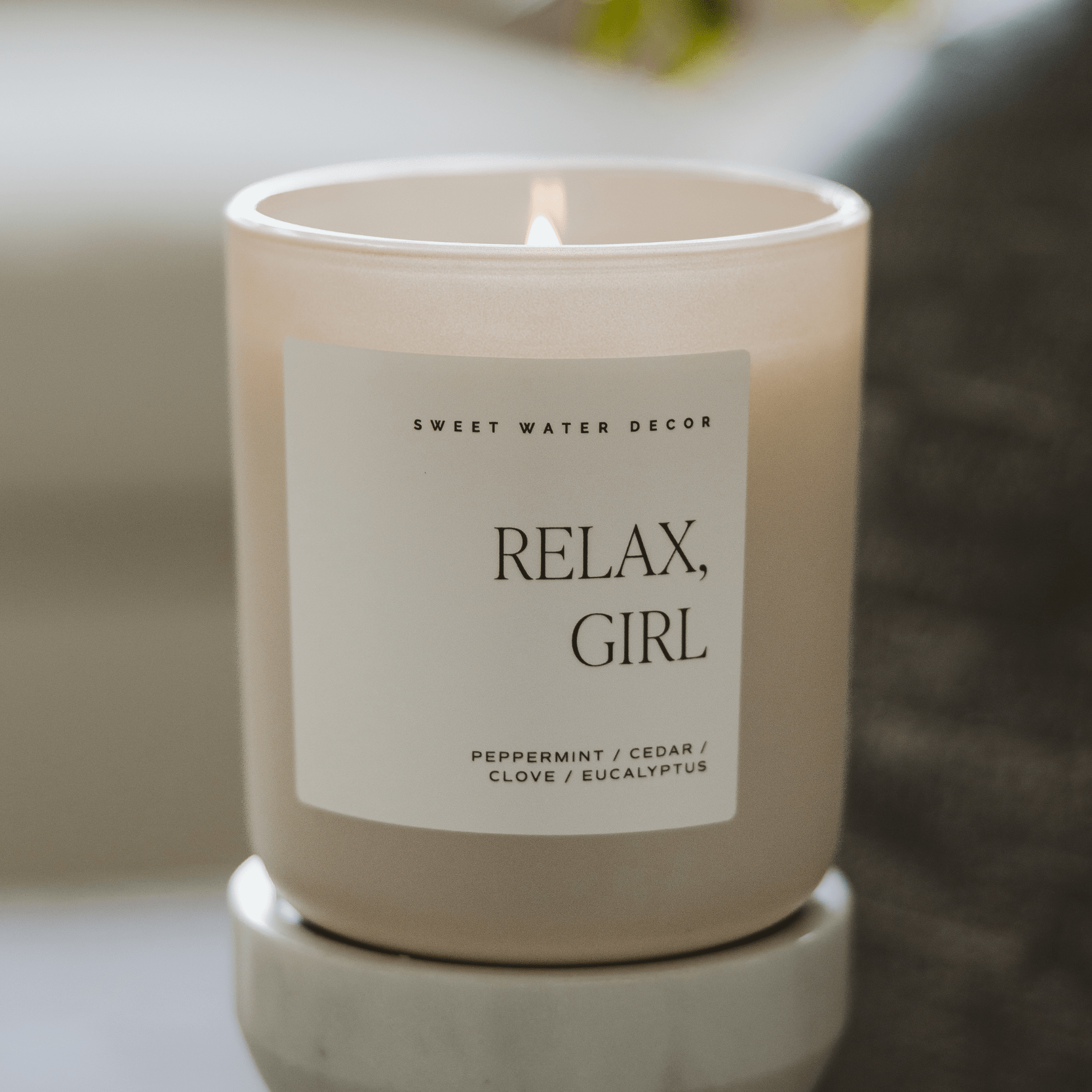 Relax Girl Soy Candle - Tan Matte Jar - 15 oz (Relaxation) - Bexa Boutique