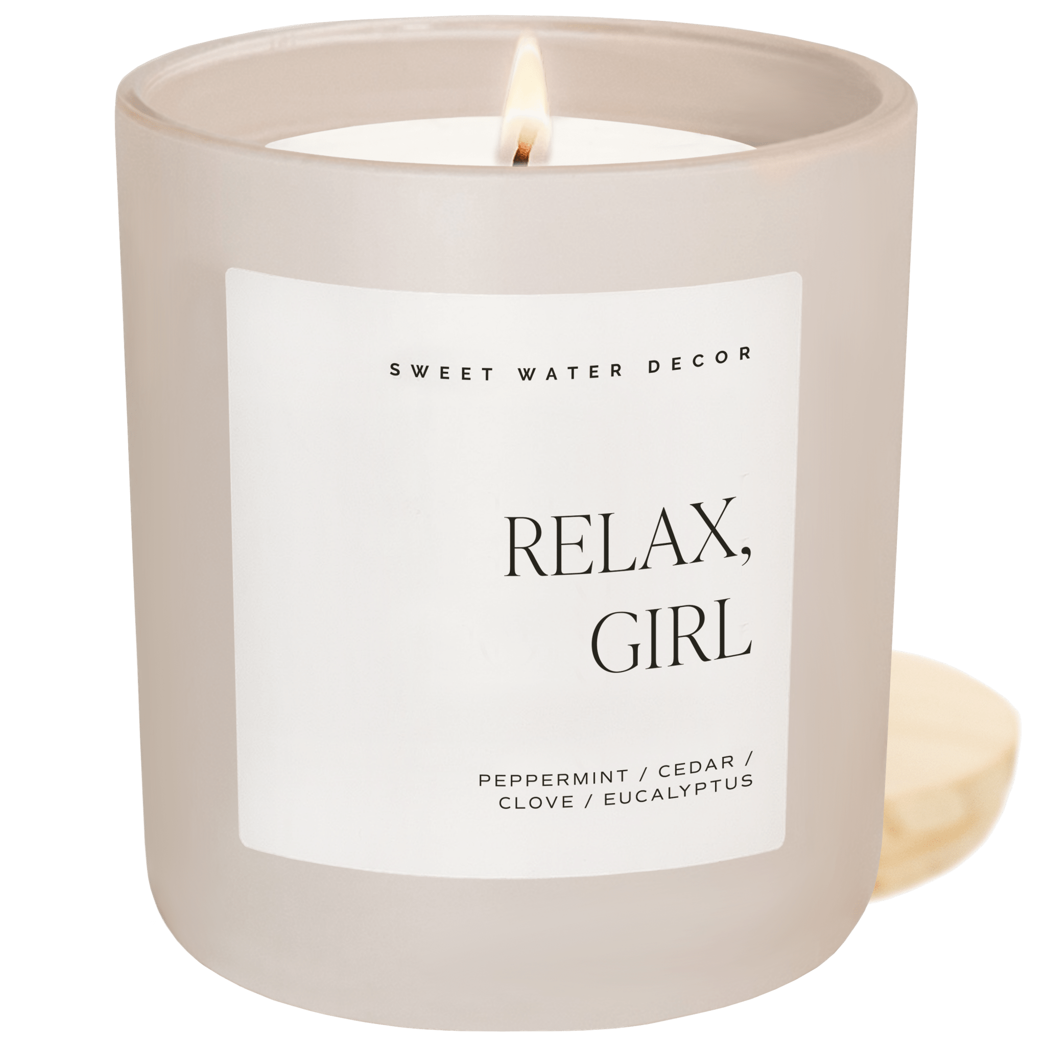 Relax Girl Soy Candle - Tan Matte Jar - 15 oz (Relaxation) - Bexa Boutique