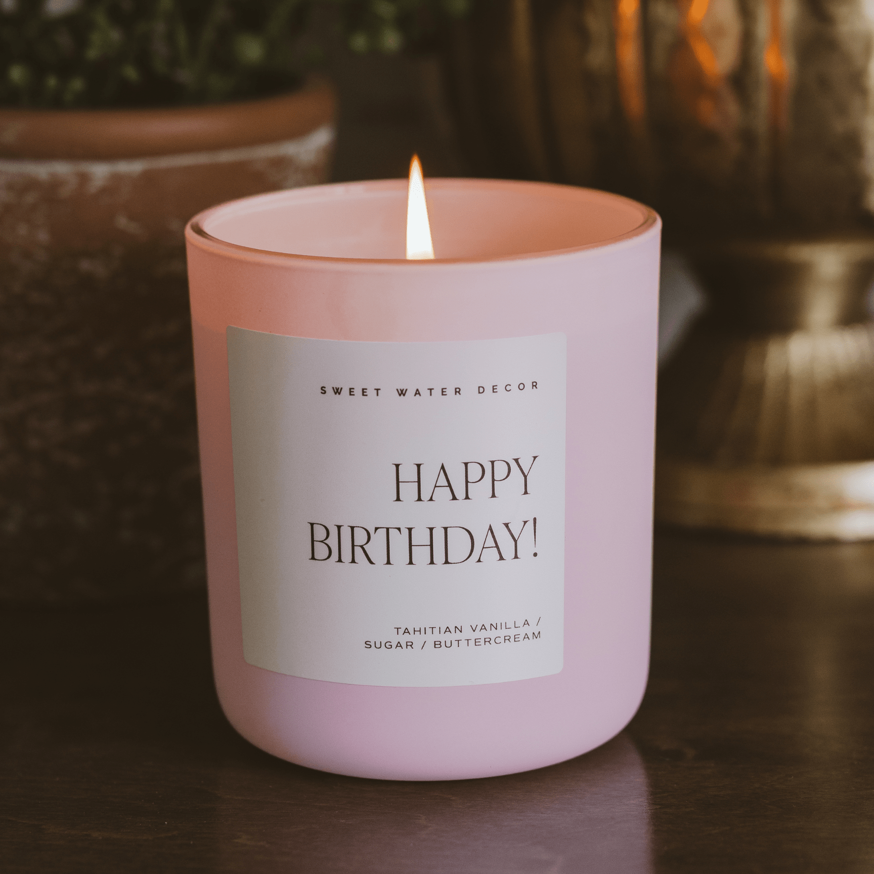 Happy Birthday Soy Candle - Pink Matte Jar - 15 oz (Vanilla Buttercream) - Bexa Boutique