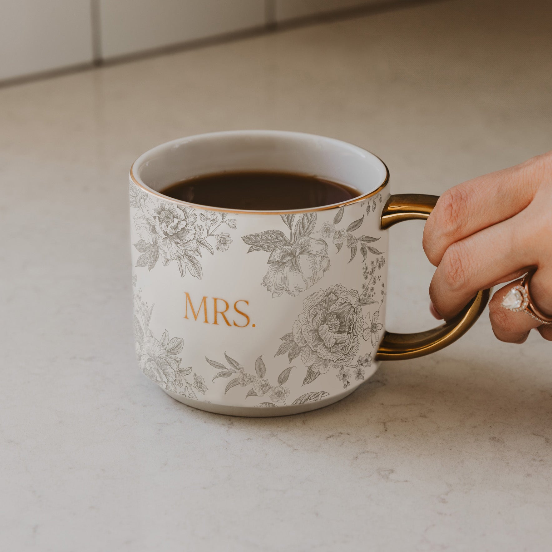 Mrs 14 oz Gold Handle Coffee Mug - Bexa Boutique