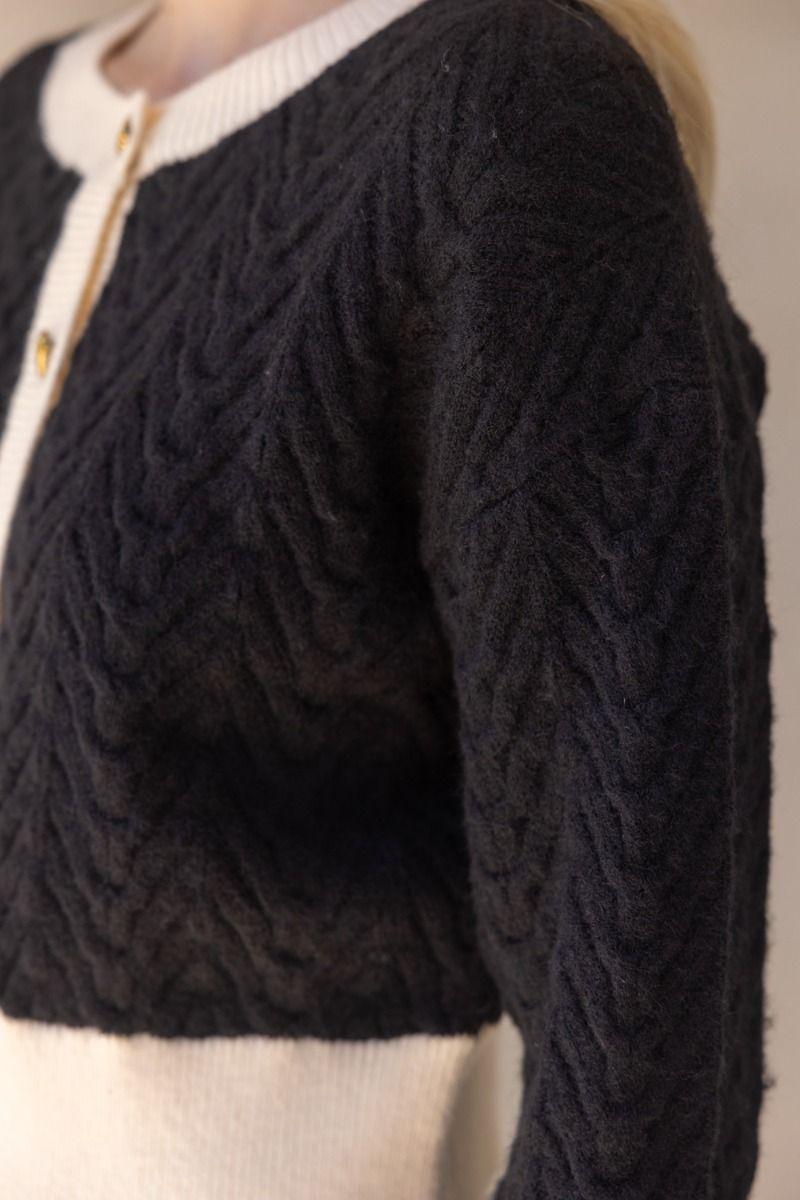 Navy Blue and White Button Cardigan