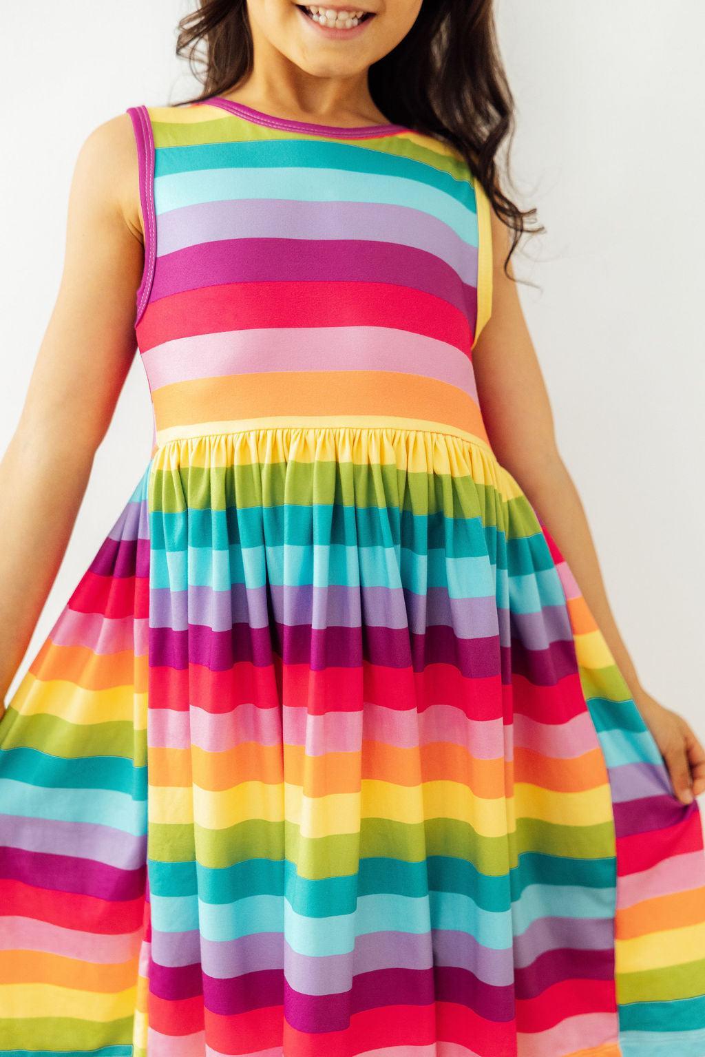 Cheerful Stripes Tank Twirl Dress - Bexa Boutique