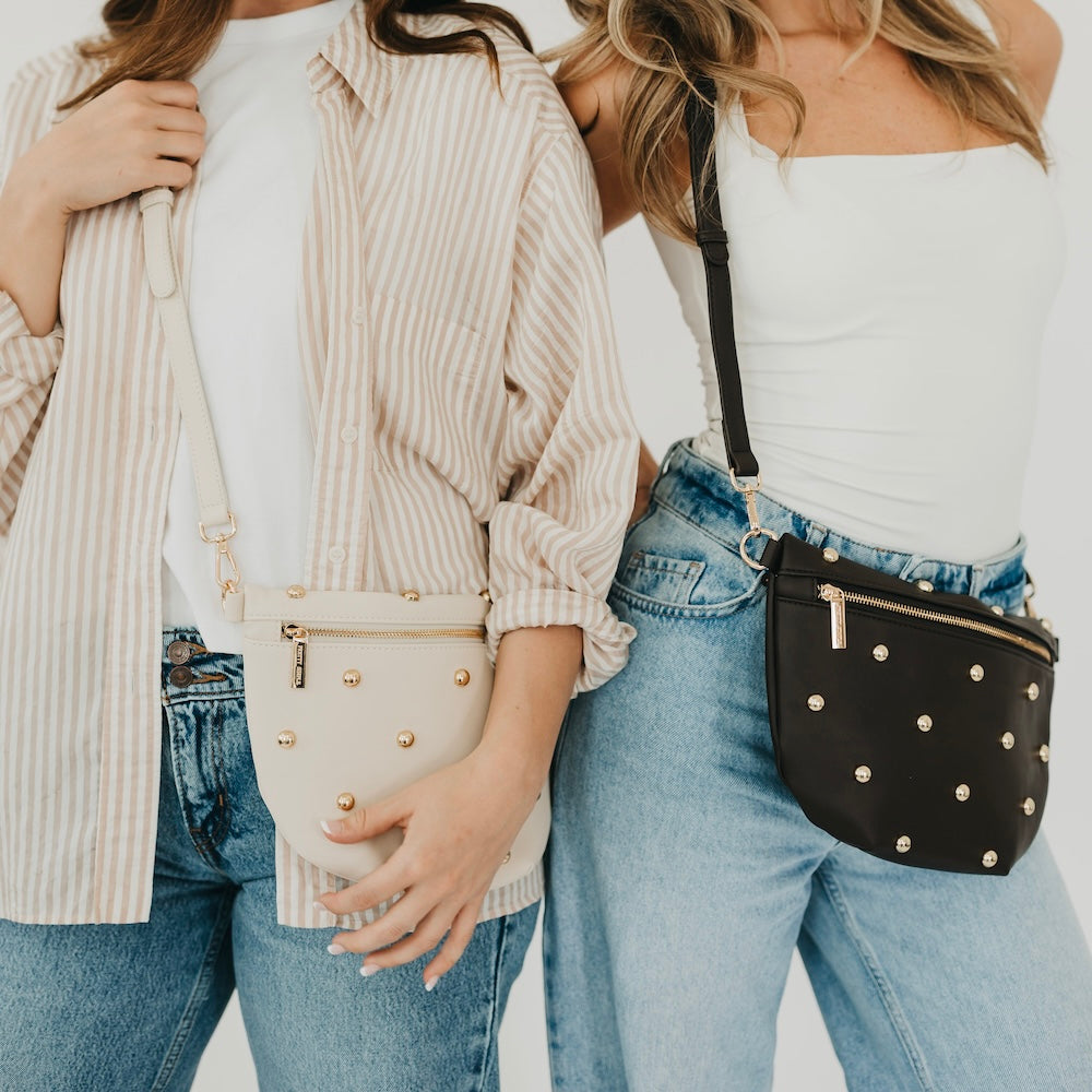 Chic Gold Studded Westlyn Bum Bag - Black - Bexa Boutique