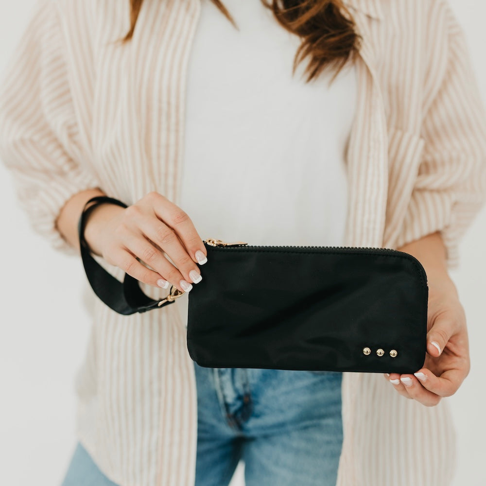 Cove Double Zip Nylon Wristlet Wallet - Black - Bexa Boutique