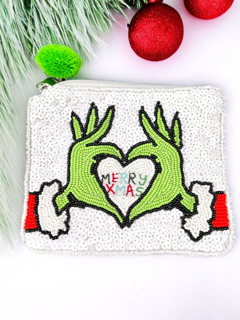 Grinch Hands Beaded Coin Pouch - Bexa Boutique