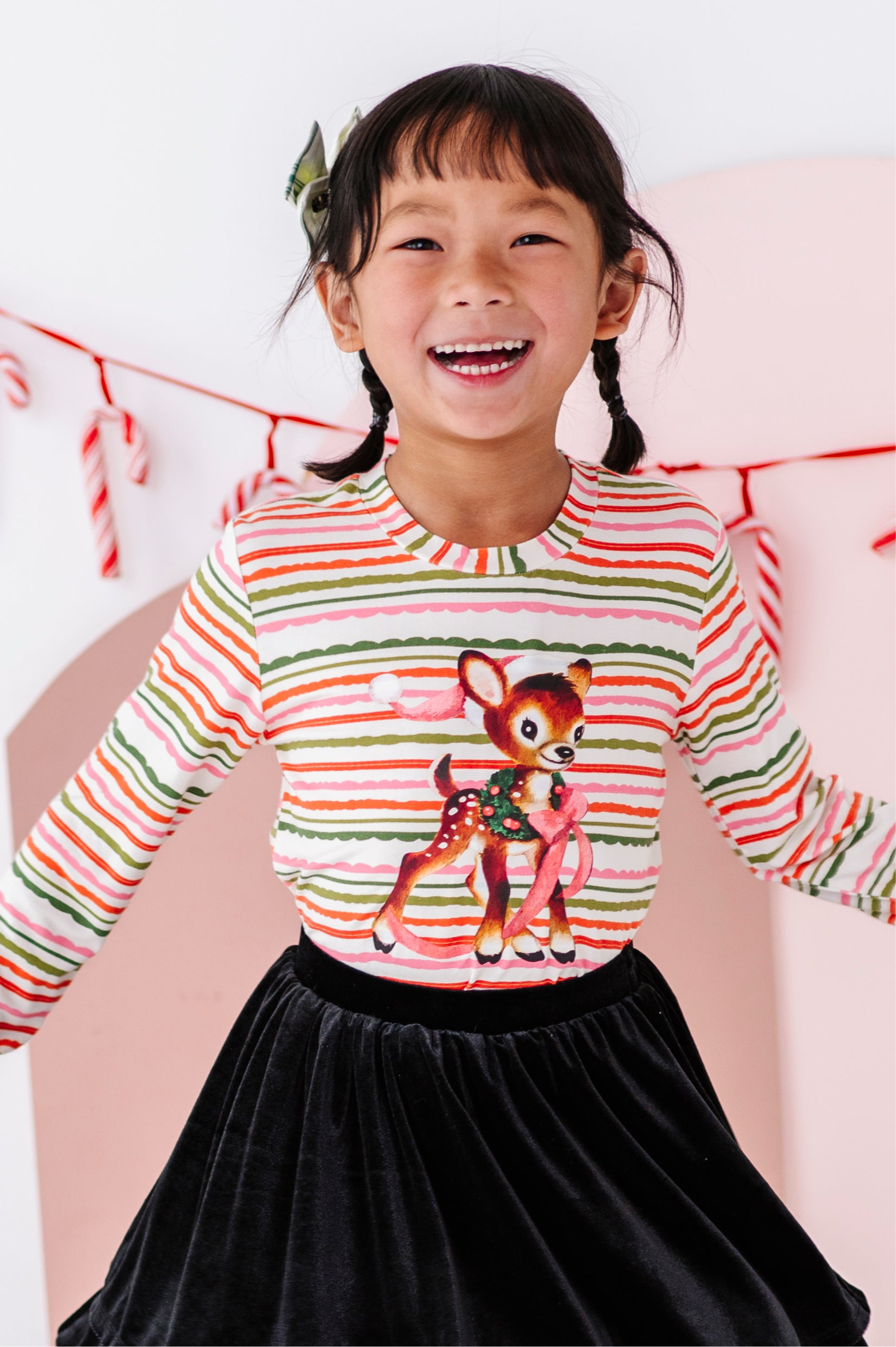Vintage Reindeer Top| Bamboo Long Sleeve