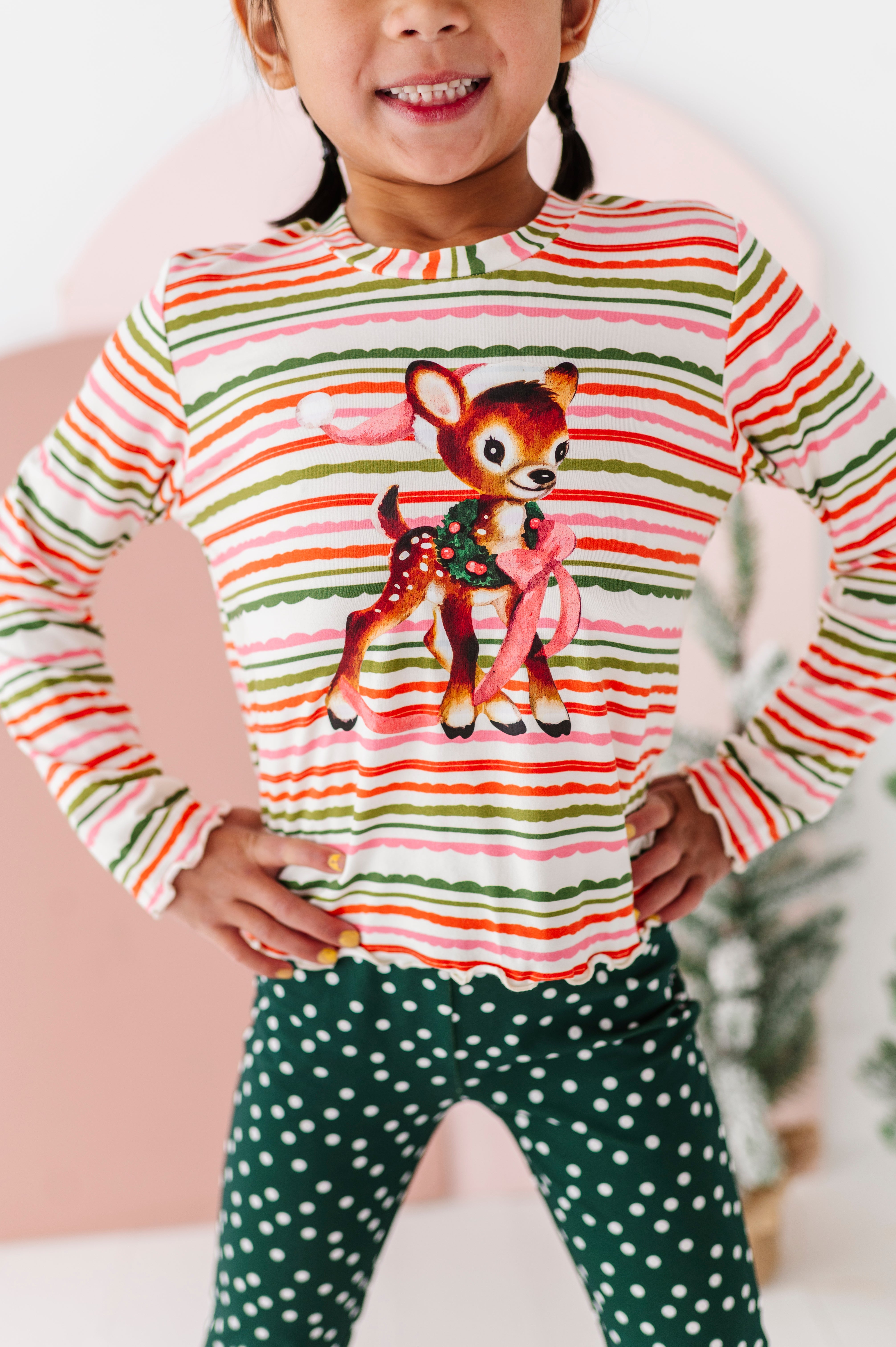 Vintage Reindeer Top| Bamboo Long Sleeve