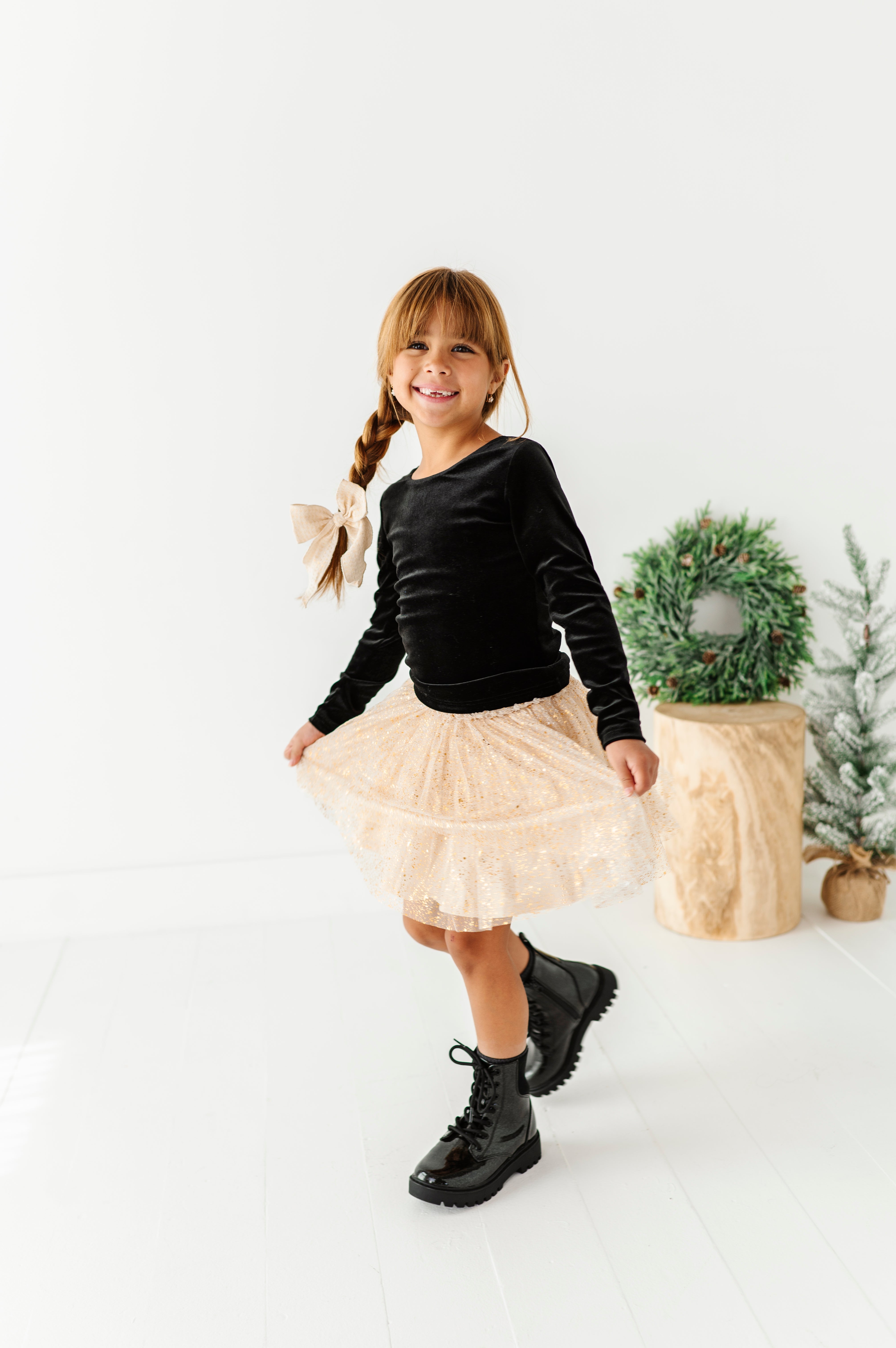 Black Velvet Top | Bow Back Long Sleeve Top