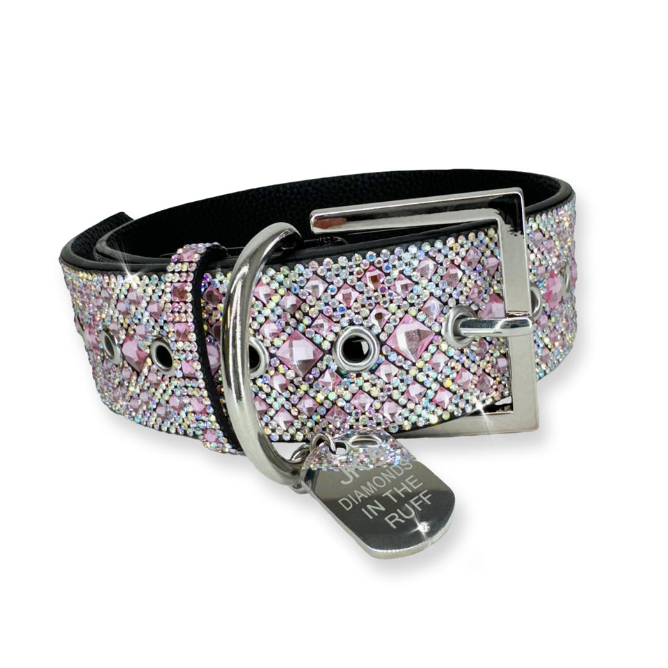 Diamonds in the Ruff Pink Crystal Dog Collar - pink - Bexa Boutique