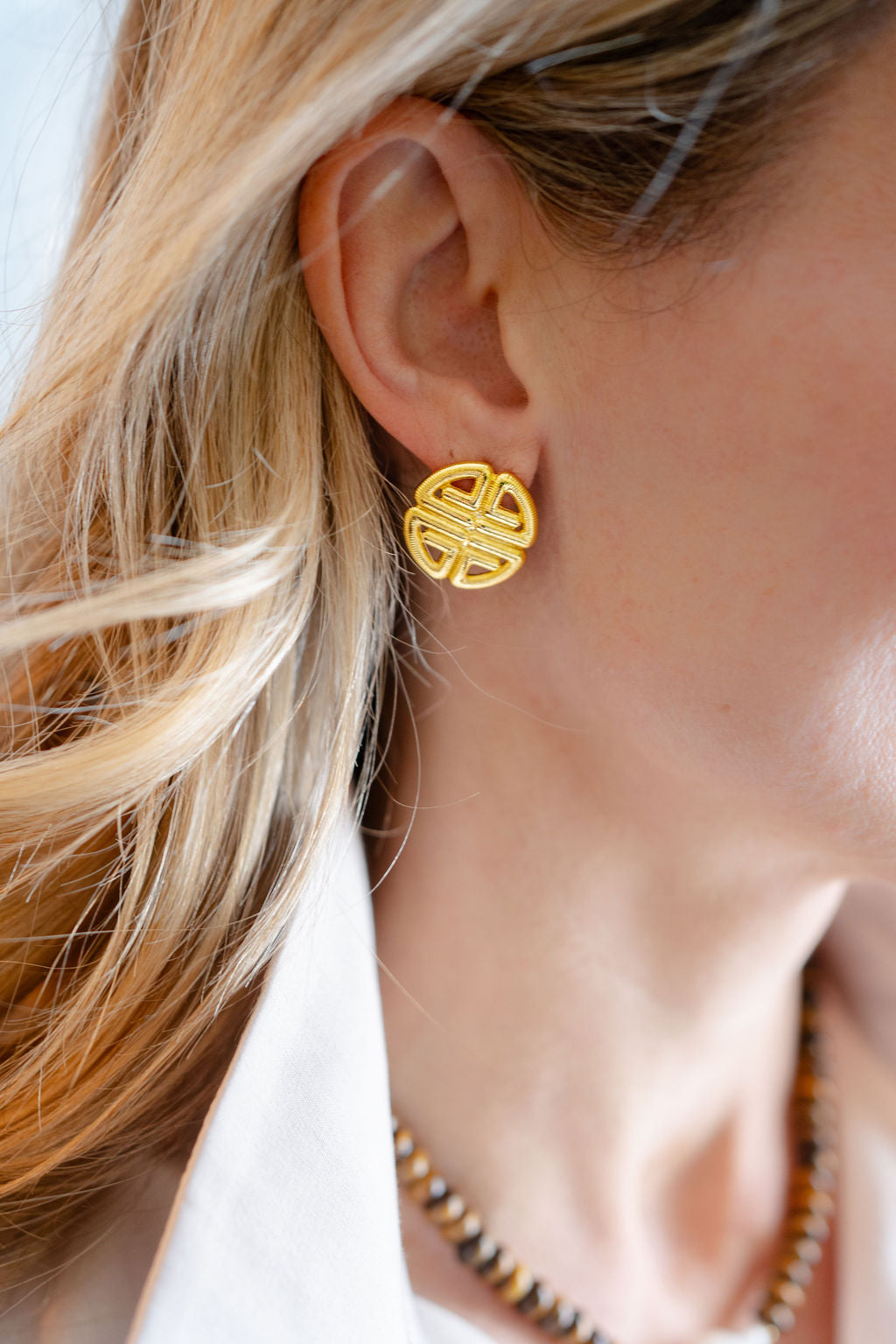 Greek Gold Key Stud - Earrings - Bexa Boutique