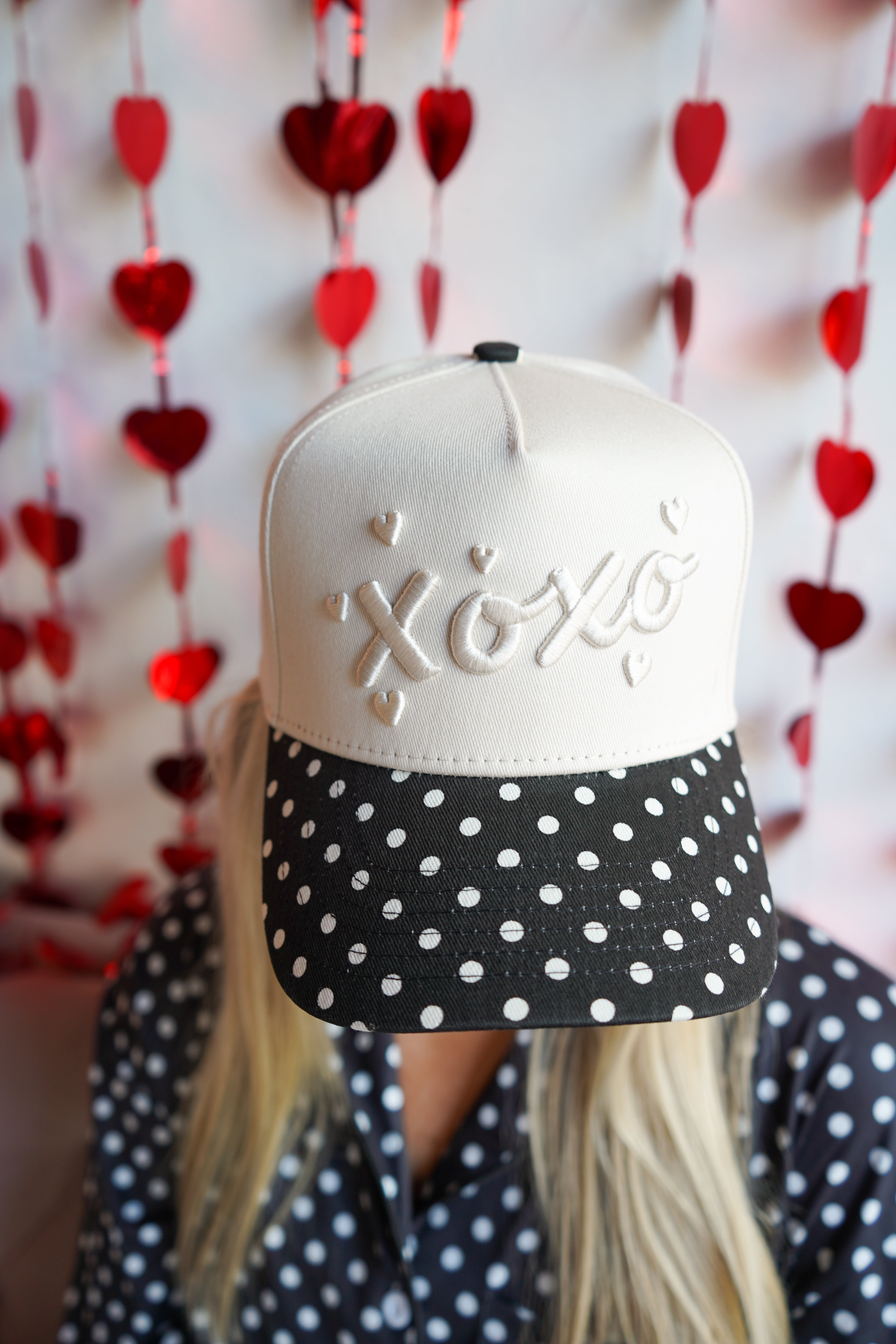 Xoxo - Black Polka Dot Vintage Trucker Hat - Bexa Boutique