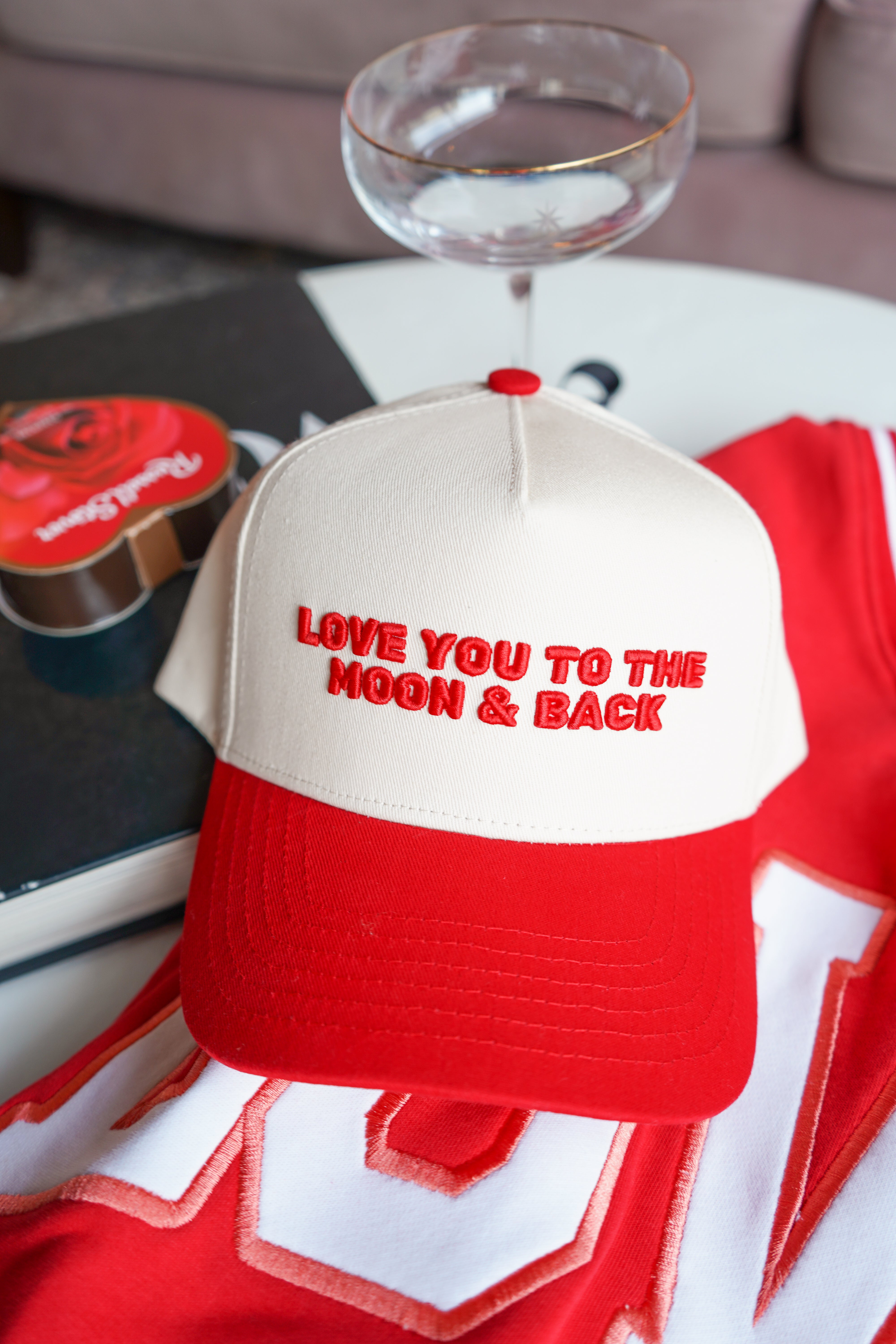 Love you to the Moon - Red Vintage Trucker Hat - Bexa Boutique