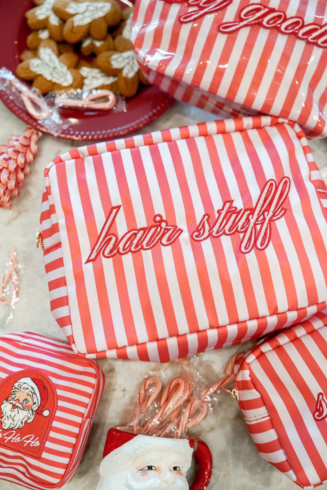 Hair Stuff - Pink & Red Stripes XL Bag