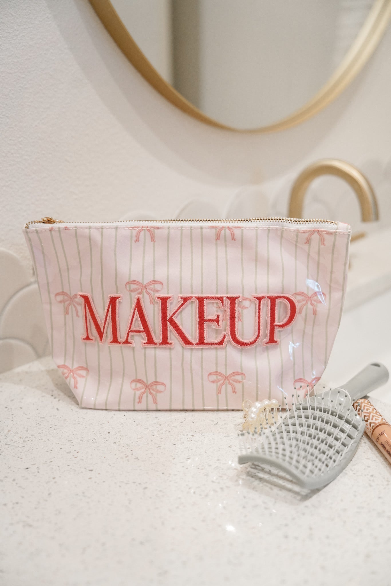 Makeup - Pink Ribbons Clear Coat Bag - Bexa Boutique