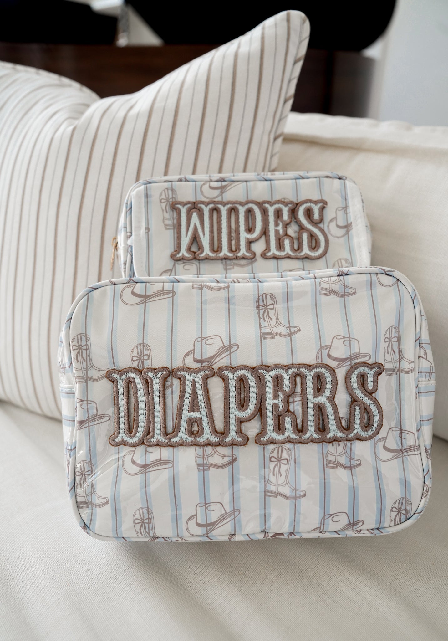 Wipes Pouch - Western Blues Clear Coat Bag - Bexa Boutique