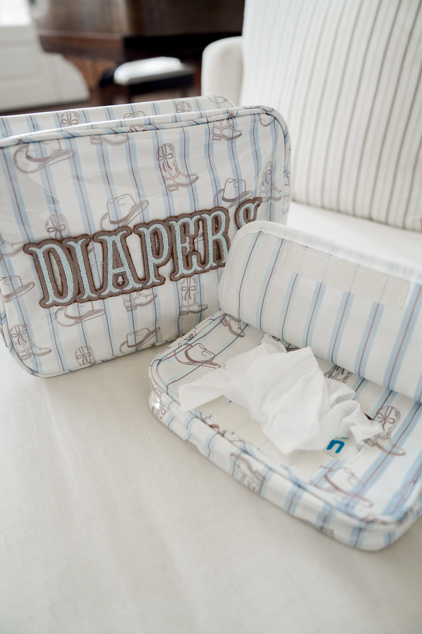 Wipes Pouch - Western Blues Clear Coat Bag - Bexa Boutique