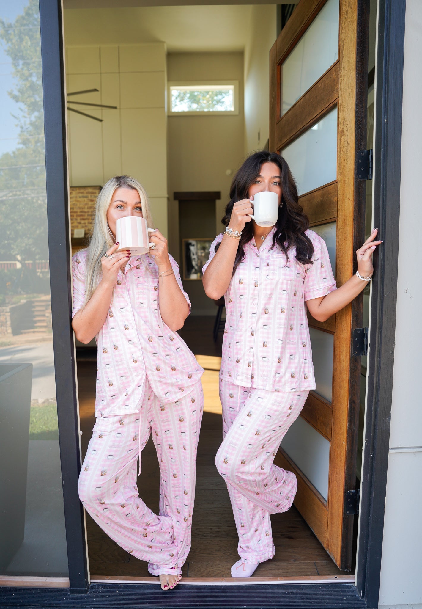 Pink Coffee - Short Sleeve + Pant Pajama Set - Bexa Boutique