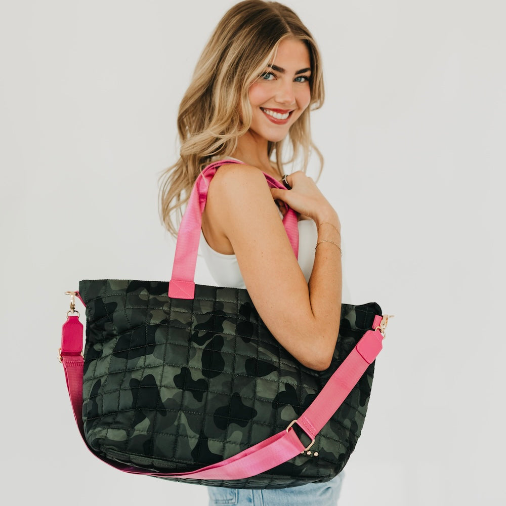 Day Dreamer Quilted Tote Bag - Black - Bexa Boutique