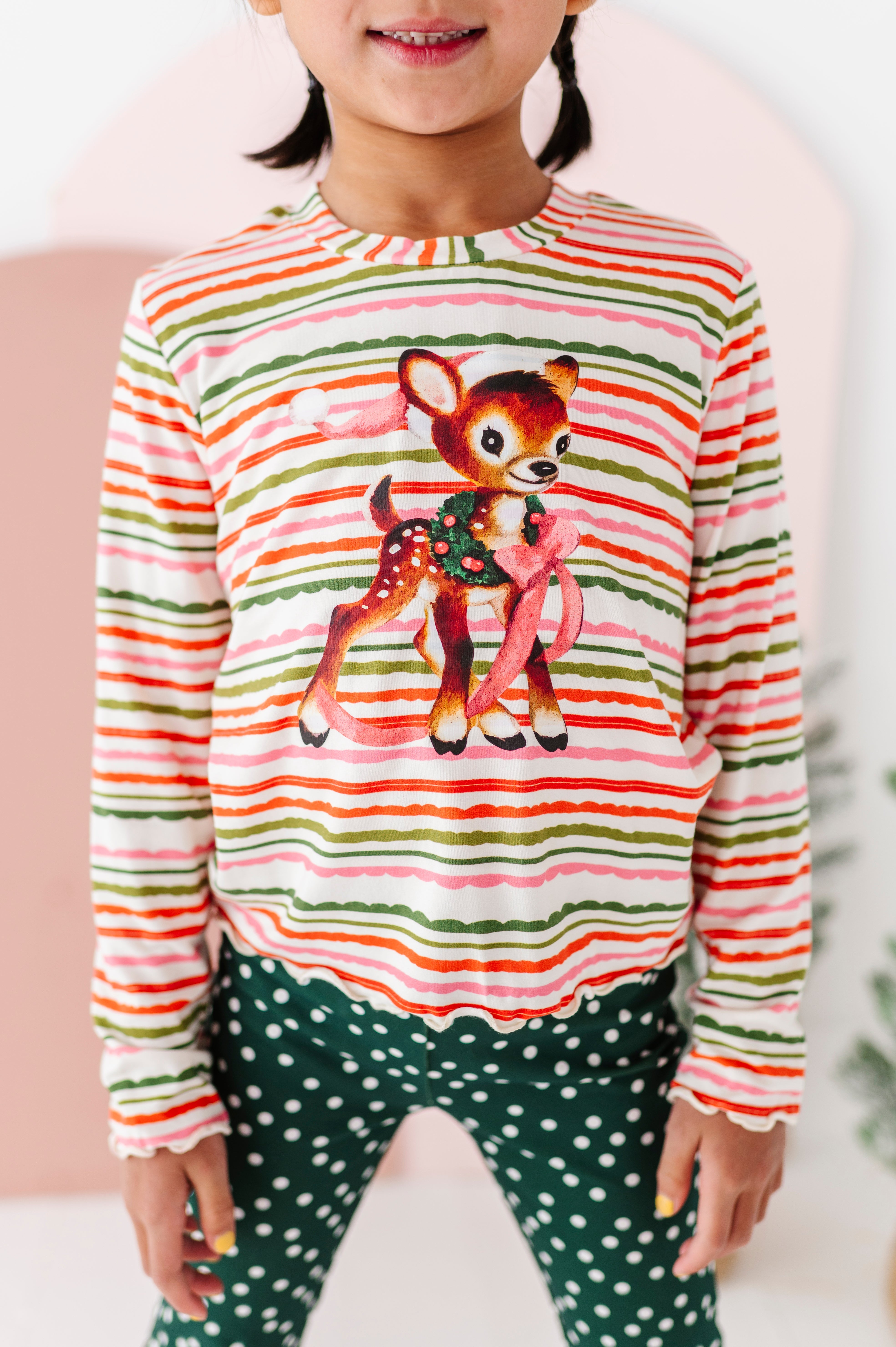 Vintage Reindeer Top| Bamboo Long Sleeve