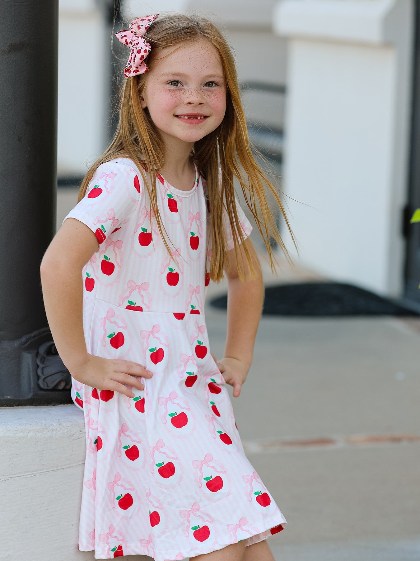 Back to School Apple Striped Sweet Girl Dress - Bexa Boutique