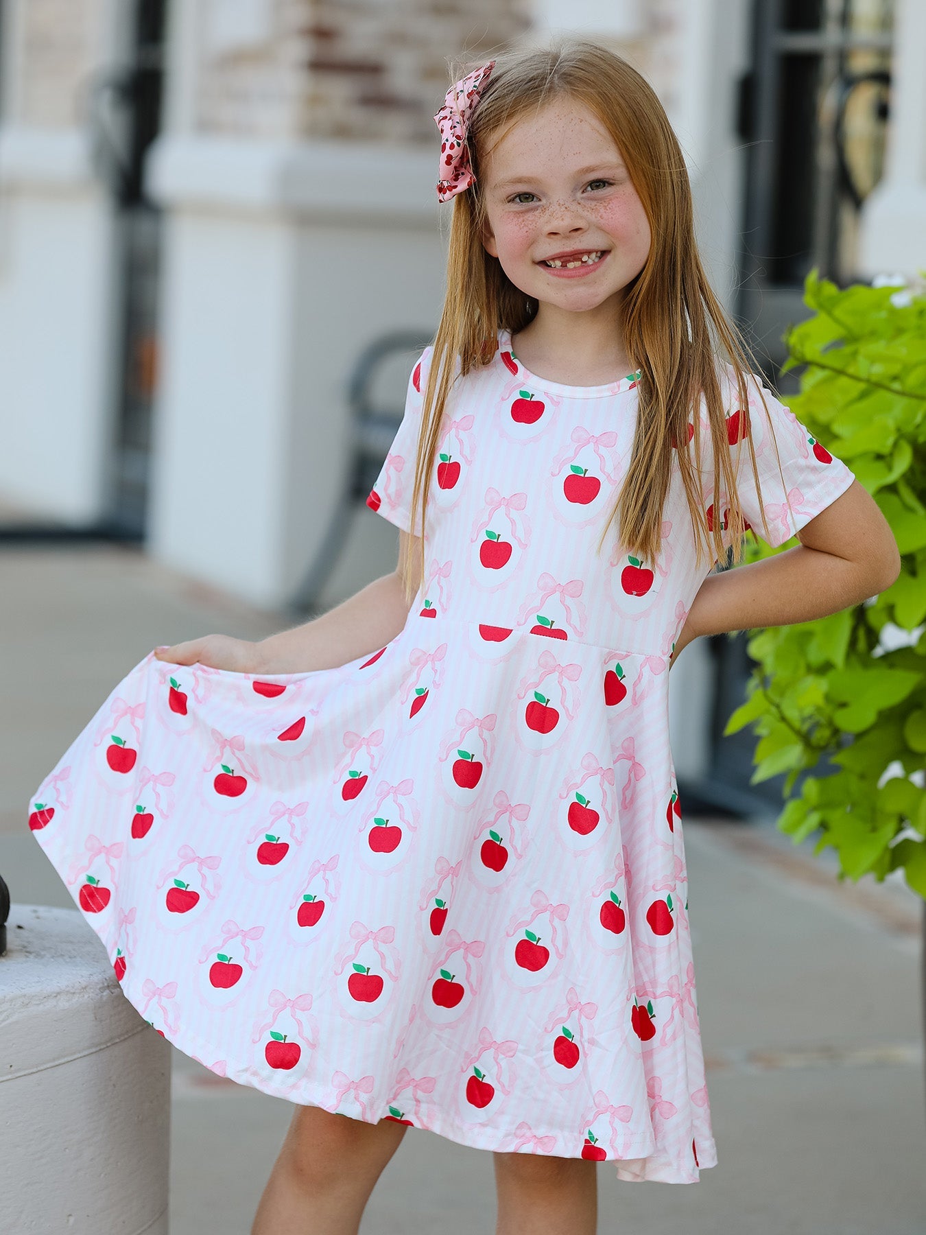 Back to School Apple Striped Sweet Girl Dress - Bexa Boutique