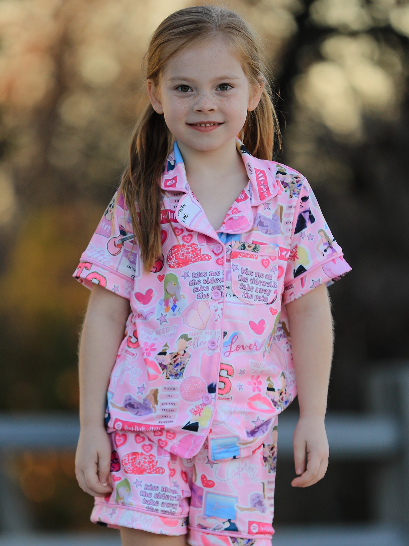 Pink TS Lapel Button Short Sleeve Shorts Pajama Set - Bexa Boutique