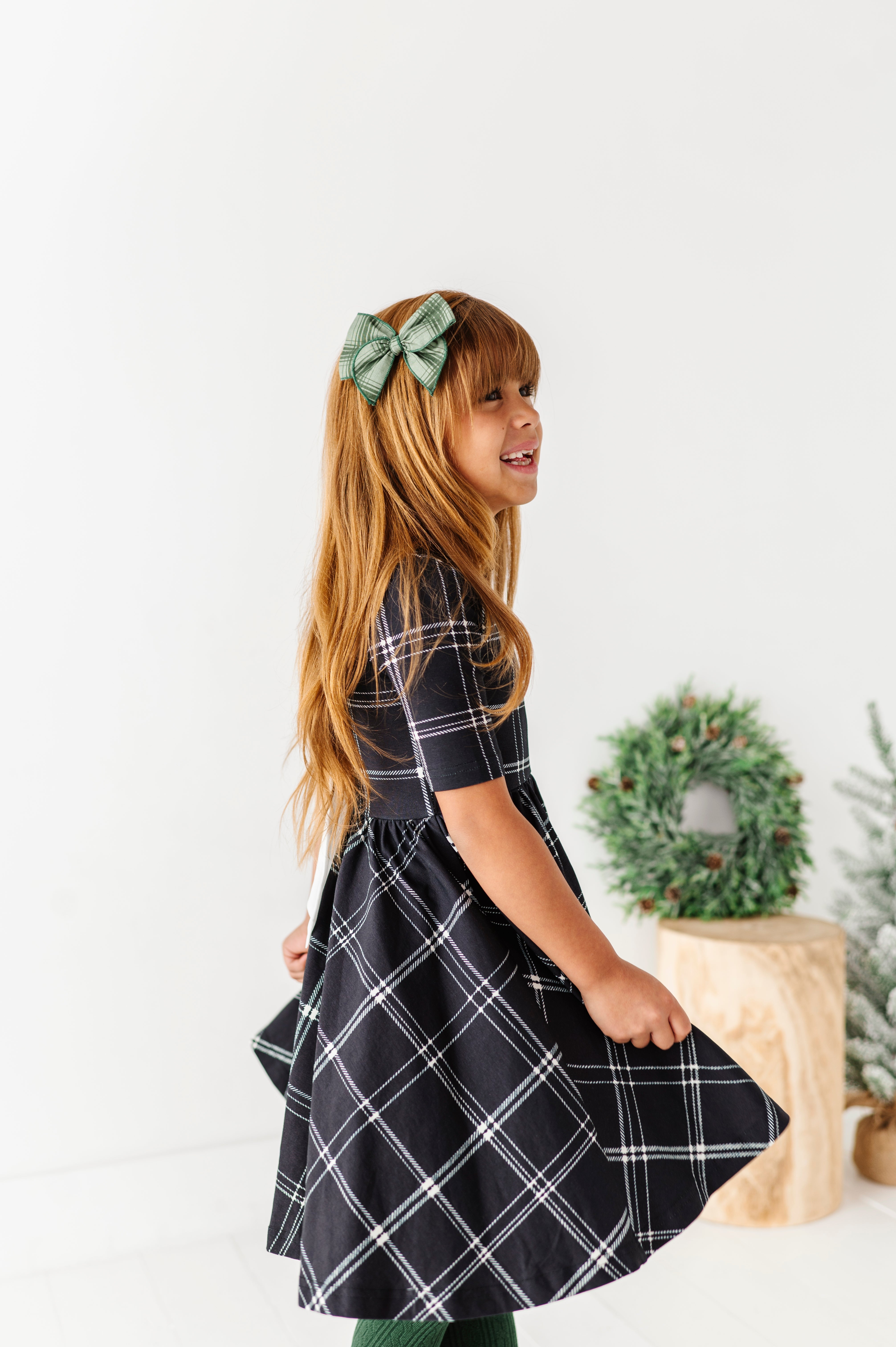 Black Plaid Dress | Scoop Back Dress