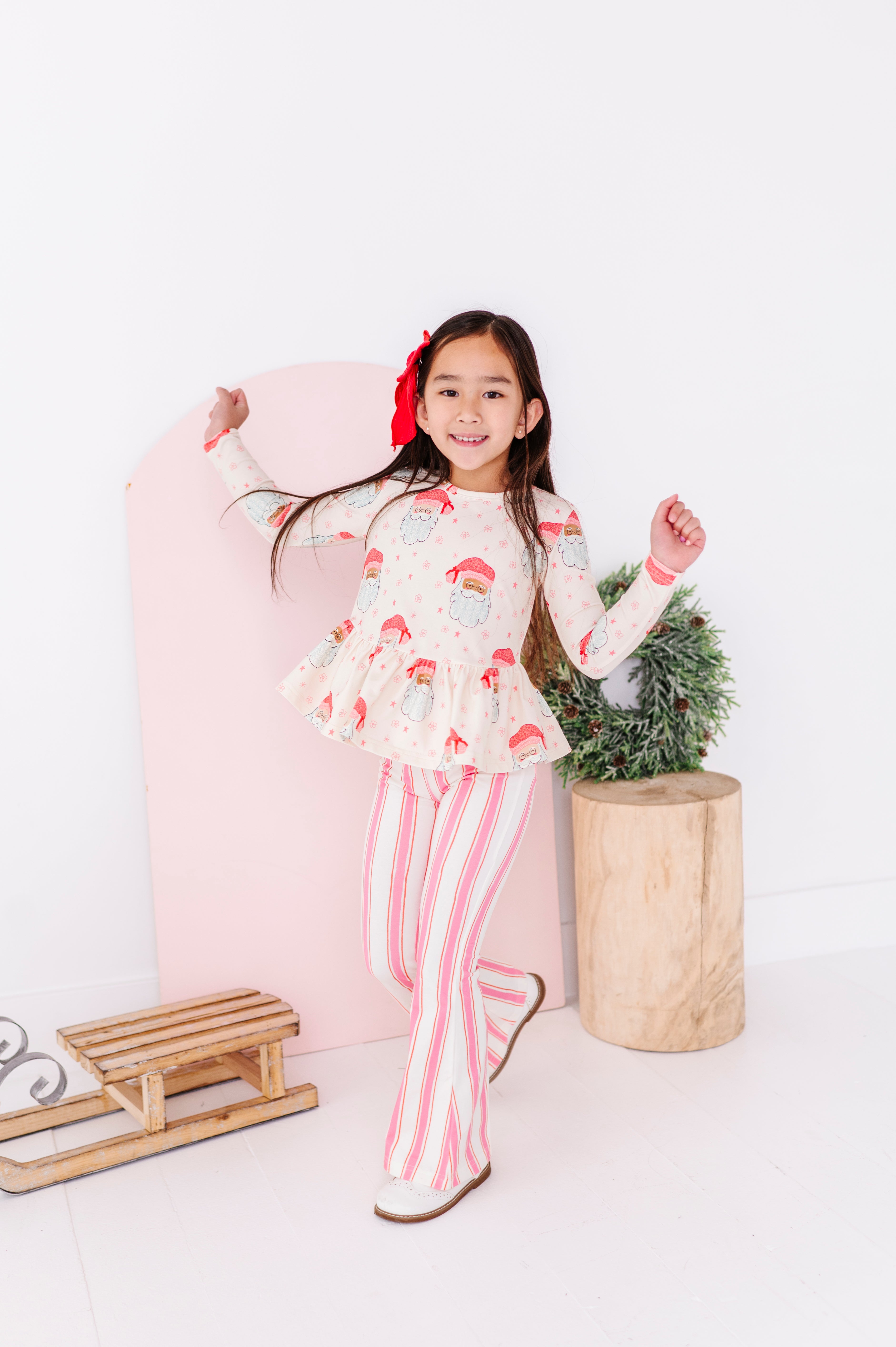 Pink Santas Top | PEPLUM