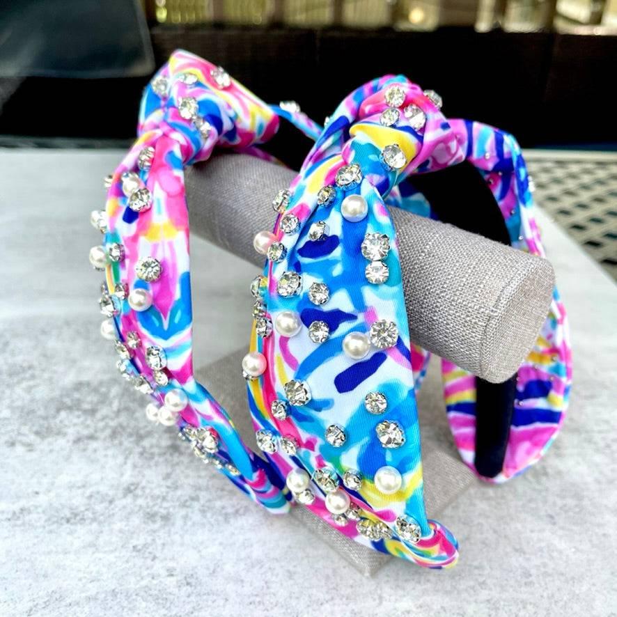 Palm Beach Lemon Wedge Pearl & Rhinestone Knotted Headband - Bexa Boutique