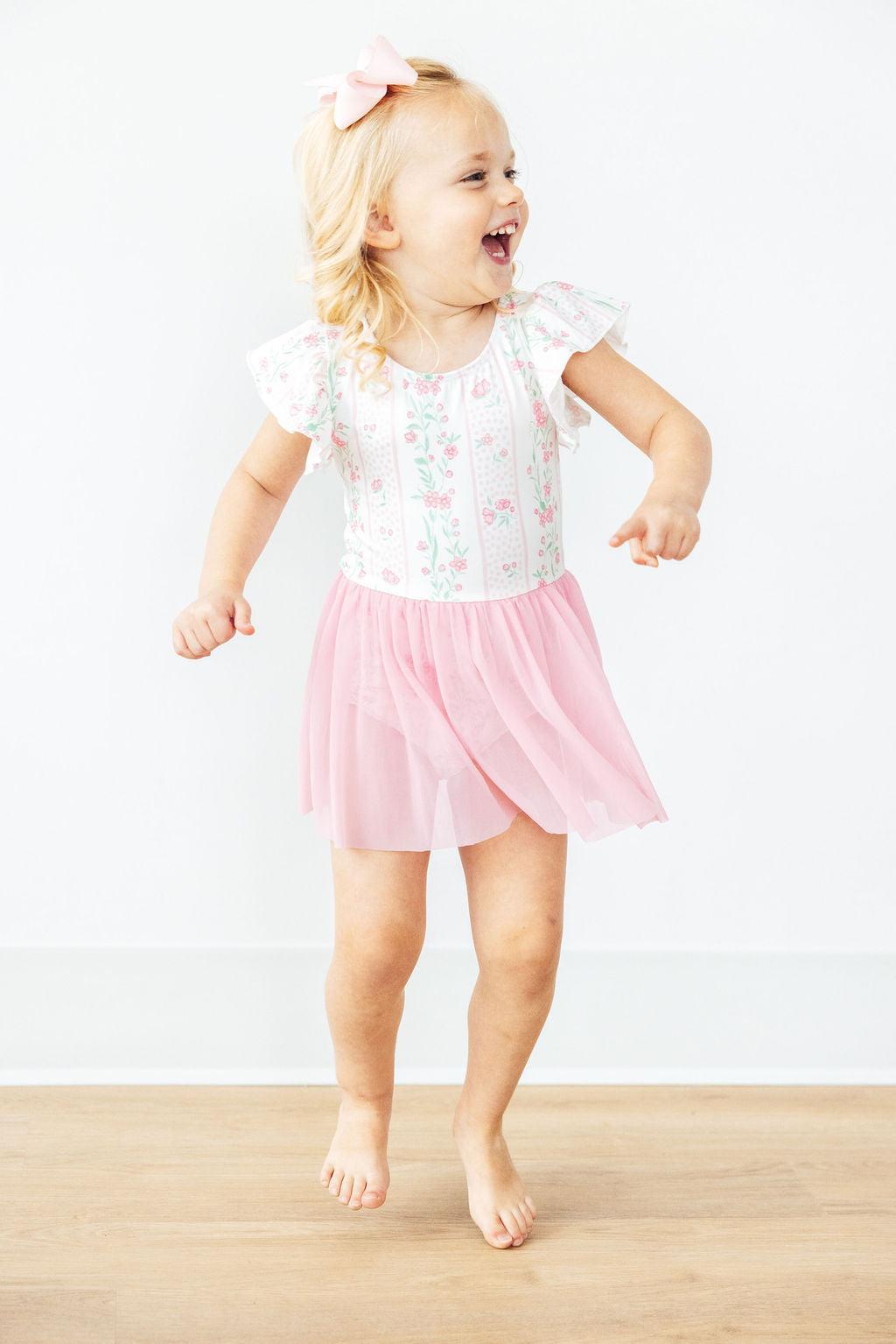Fancy Florals S/S Twirl Leotard - Bexa Boutique