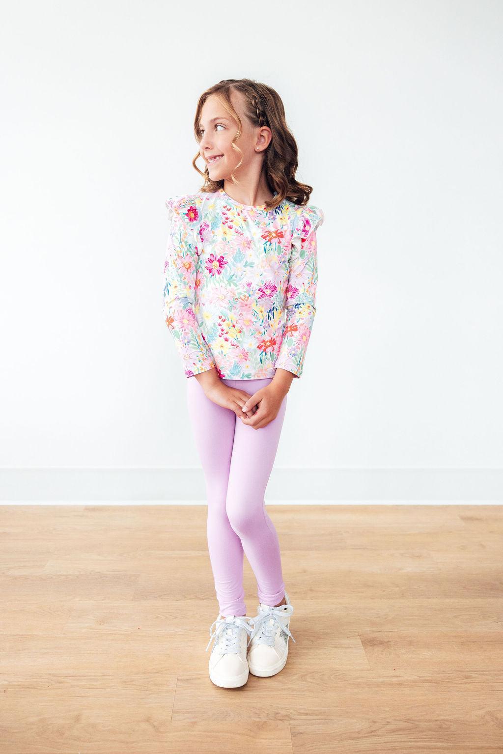 Field of Flowers L/S Ruffle Tee - Bexa Boutique