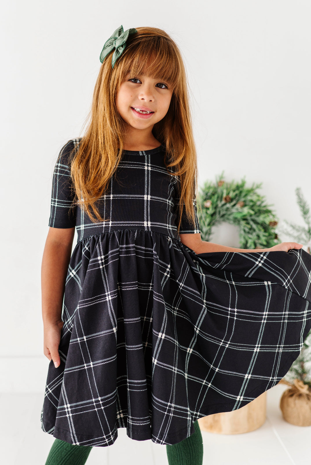 Black Plaid Dress | Scoop Back Dress